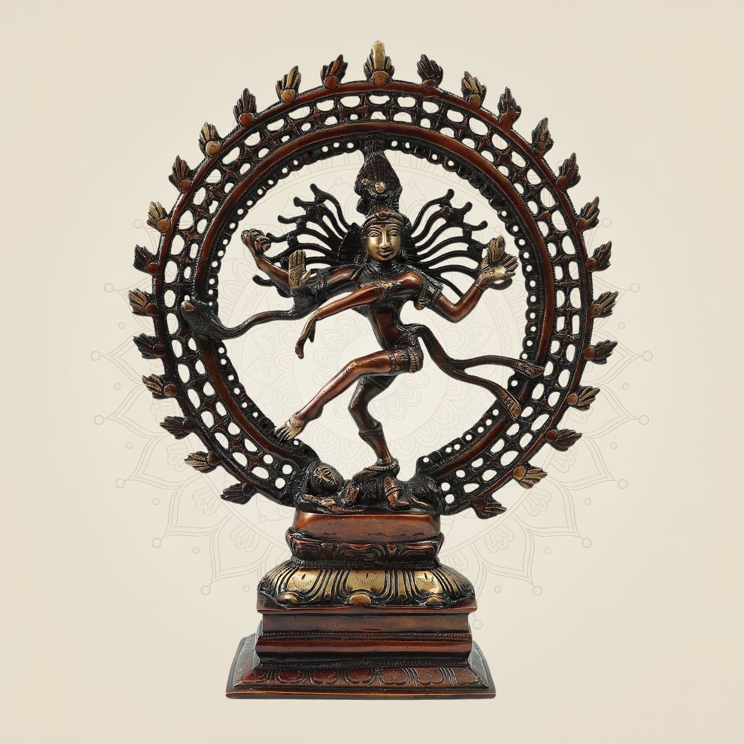Traditional Artwork Brass Nataraja Idol | Dancing Shiva Statue 17" for Spiritual Home & Temple Decoration