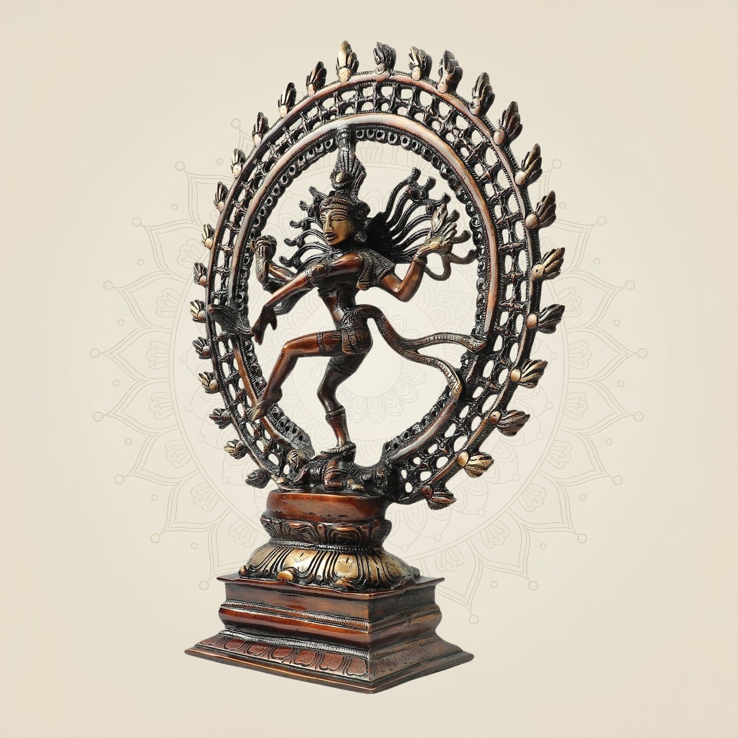 Traditional Artwork Brass Nataraja Idol | Dancing Shiva Statue 17" for Spiritual Home & Temple Decoration
