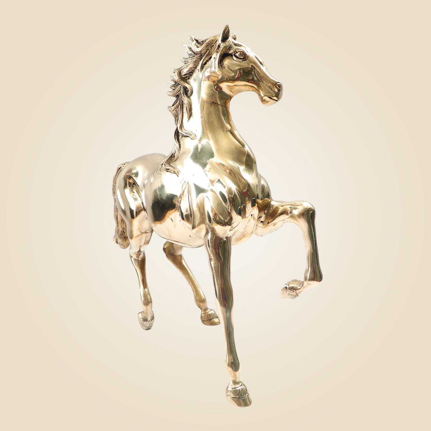 Big Size Brass Horse Statue 16" - Heavy Handcrafted Murti for Home & Office Décor