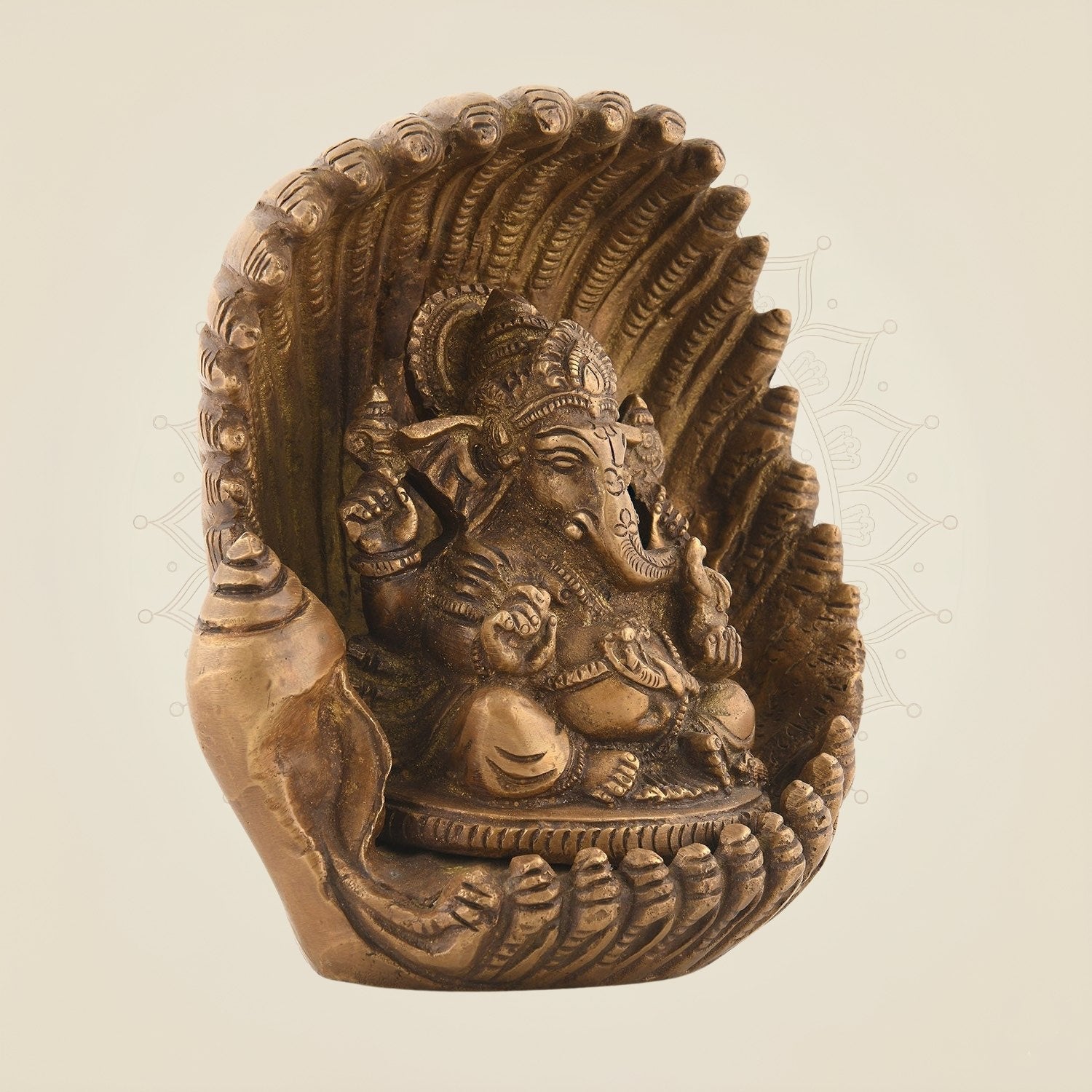 5.5" Brass Ganpati Idol Murti for Mandir | Handmade Ganesha Statue for Decor & Puja