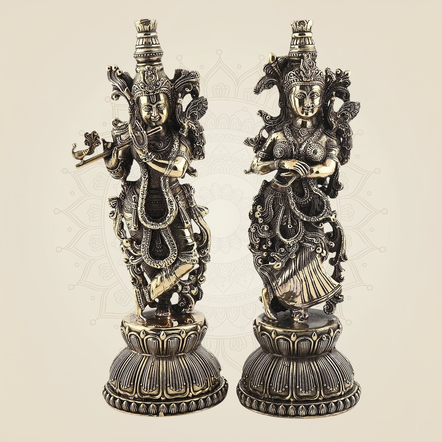 Superfine Radha Krishna Brass Idol Pair – Premium Handcrafted Statue 8.75"