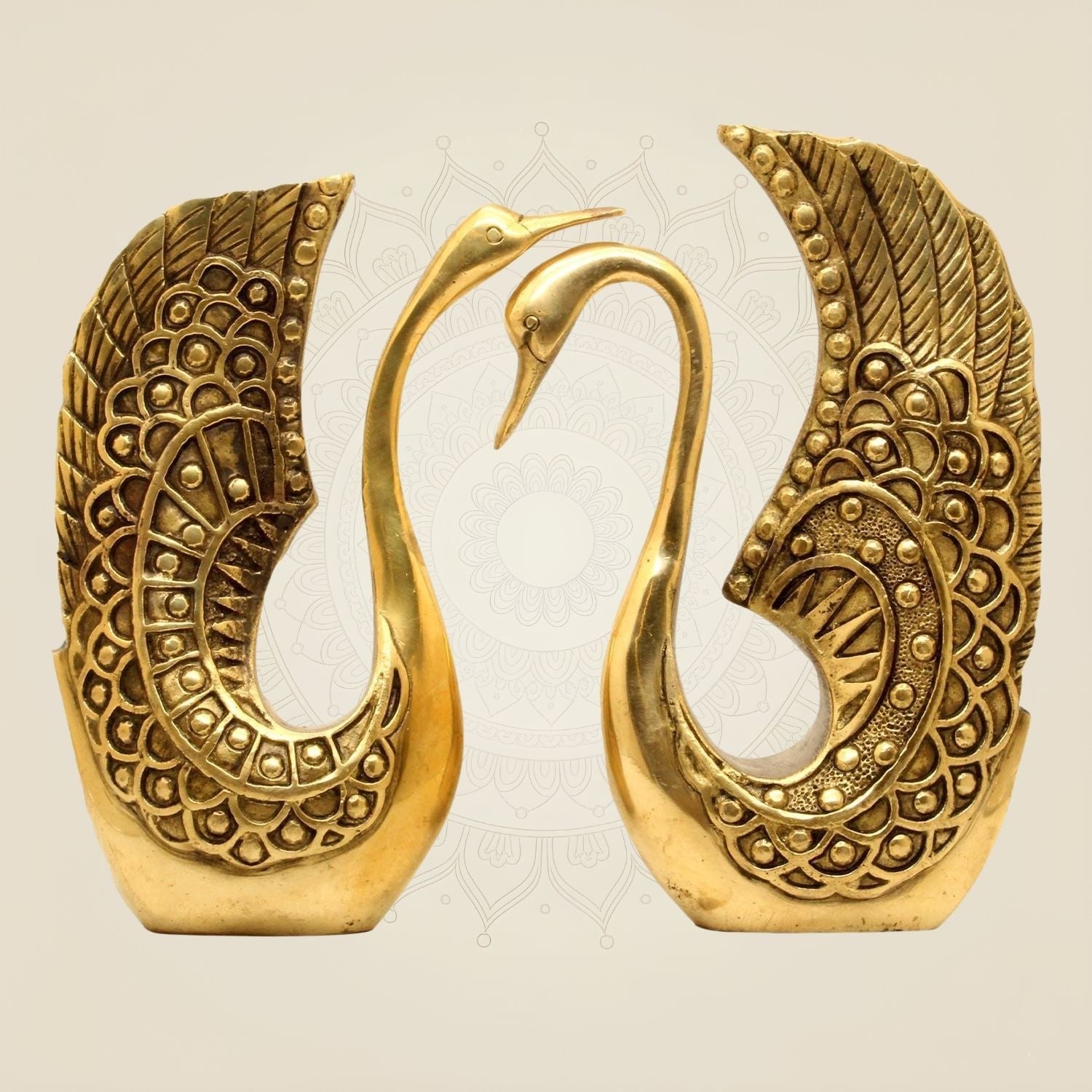 Pure Brass Swan Statues in Pair – 9.75 Inch Graceful Figurines for Home & Office Décor