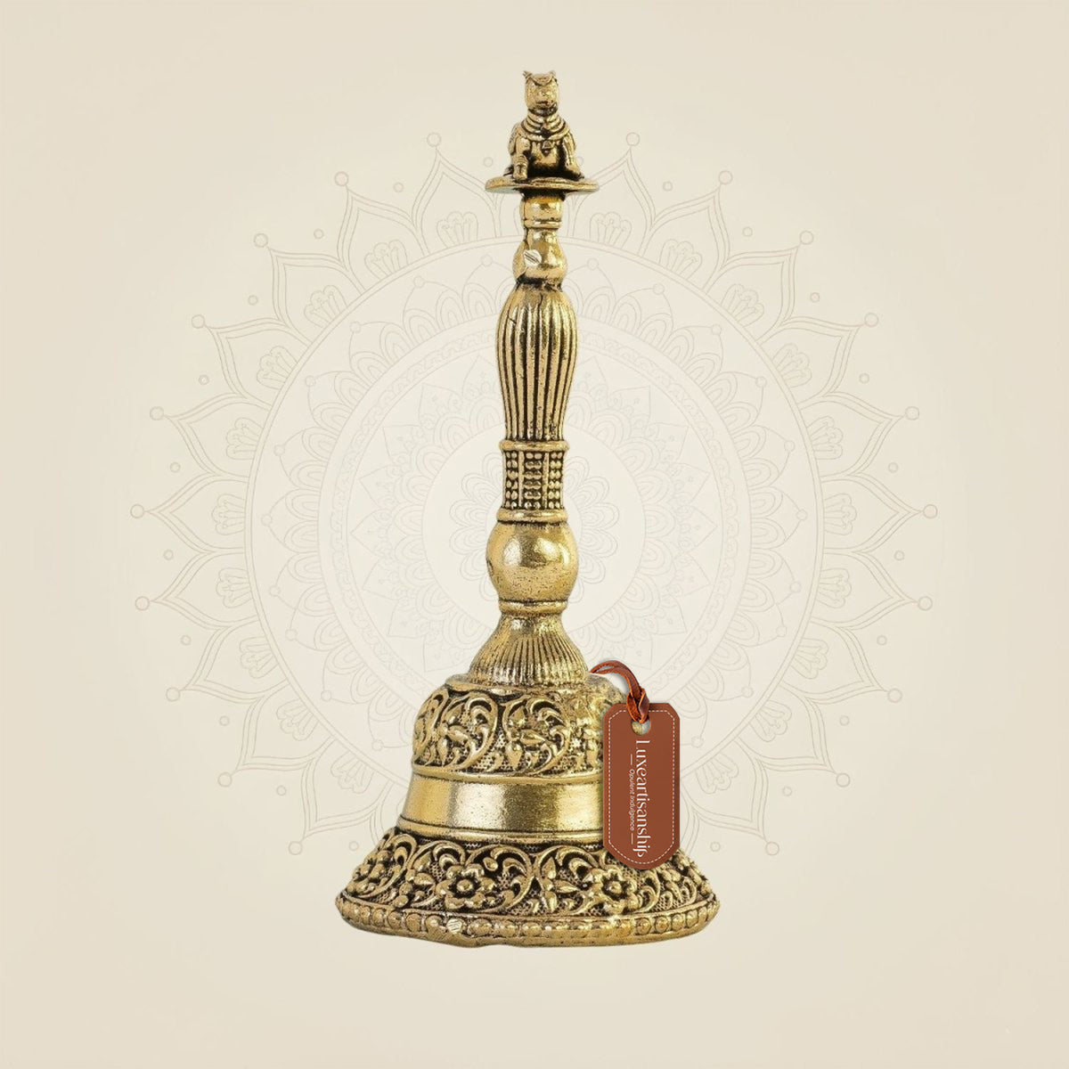 Brass Nandi Pooja Bell– 3.75" Handcrafted Light Ghanti for Mandir & Rituals