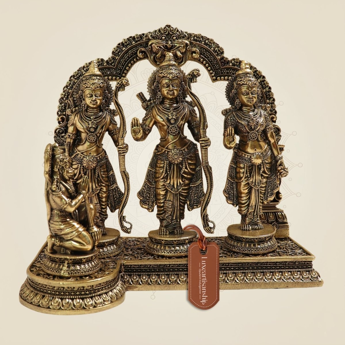 7" Superfine Ram Darbar Brass Idol for Home Temple & Spiritual Decor - Luxeartisanship