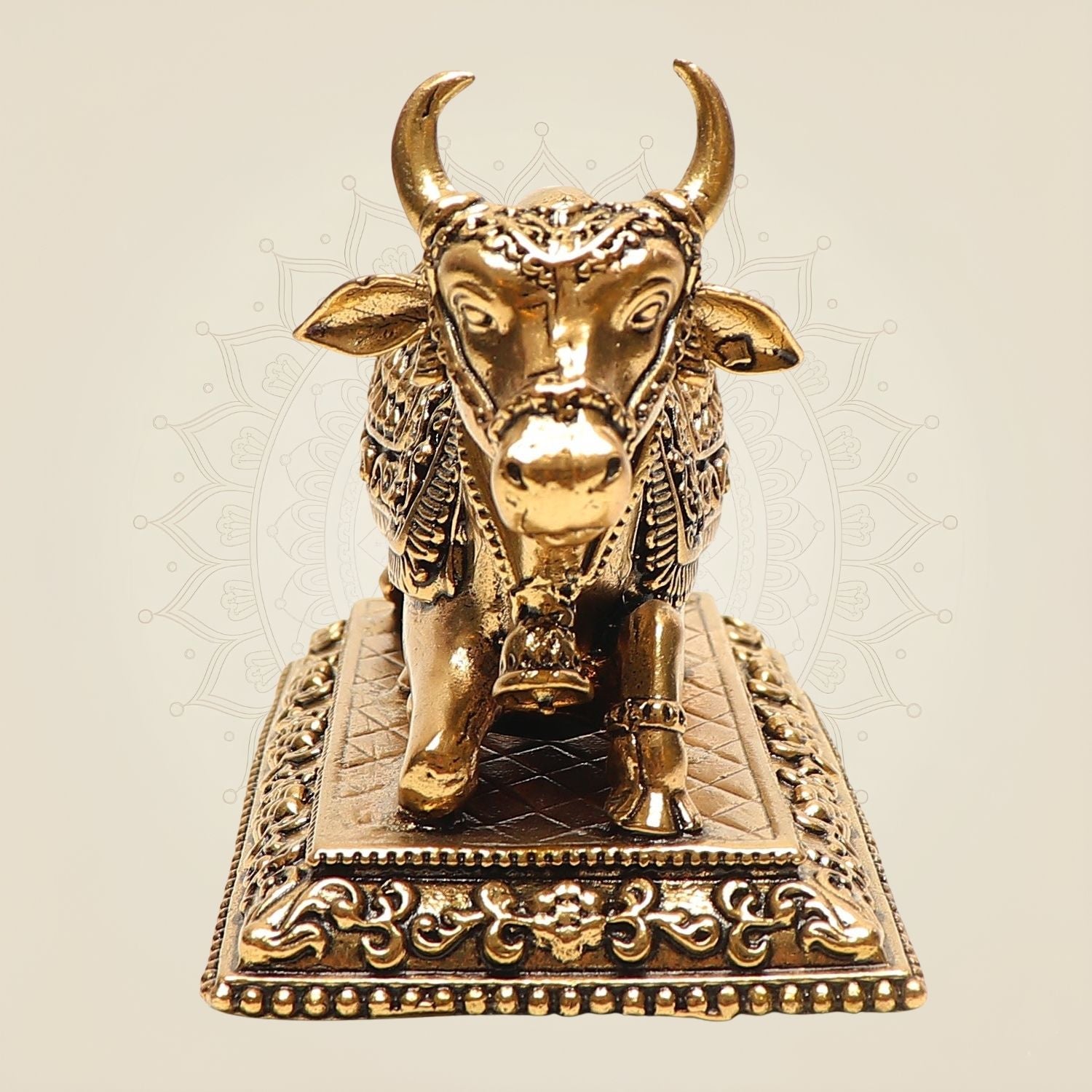 Brass Nandi Bull Statue • Handcrafted Vahana of Lord Shiva – 3" Idol