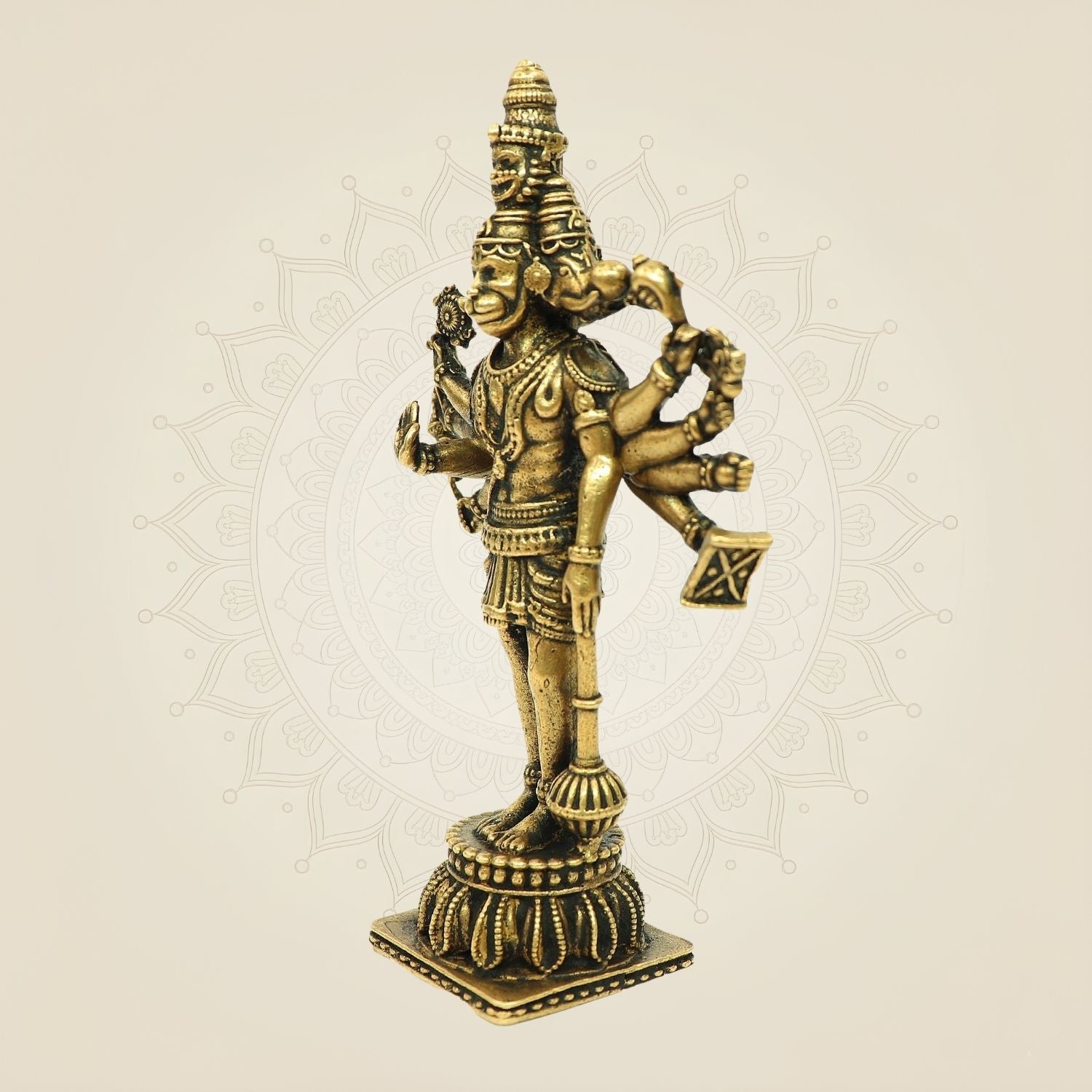 Bronze Panchmukhi Hanuman Idol – Standing Murti for Protection - 4.5"