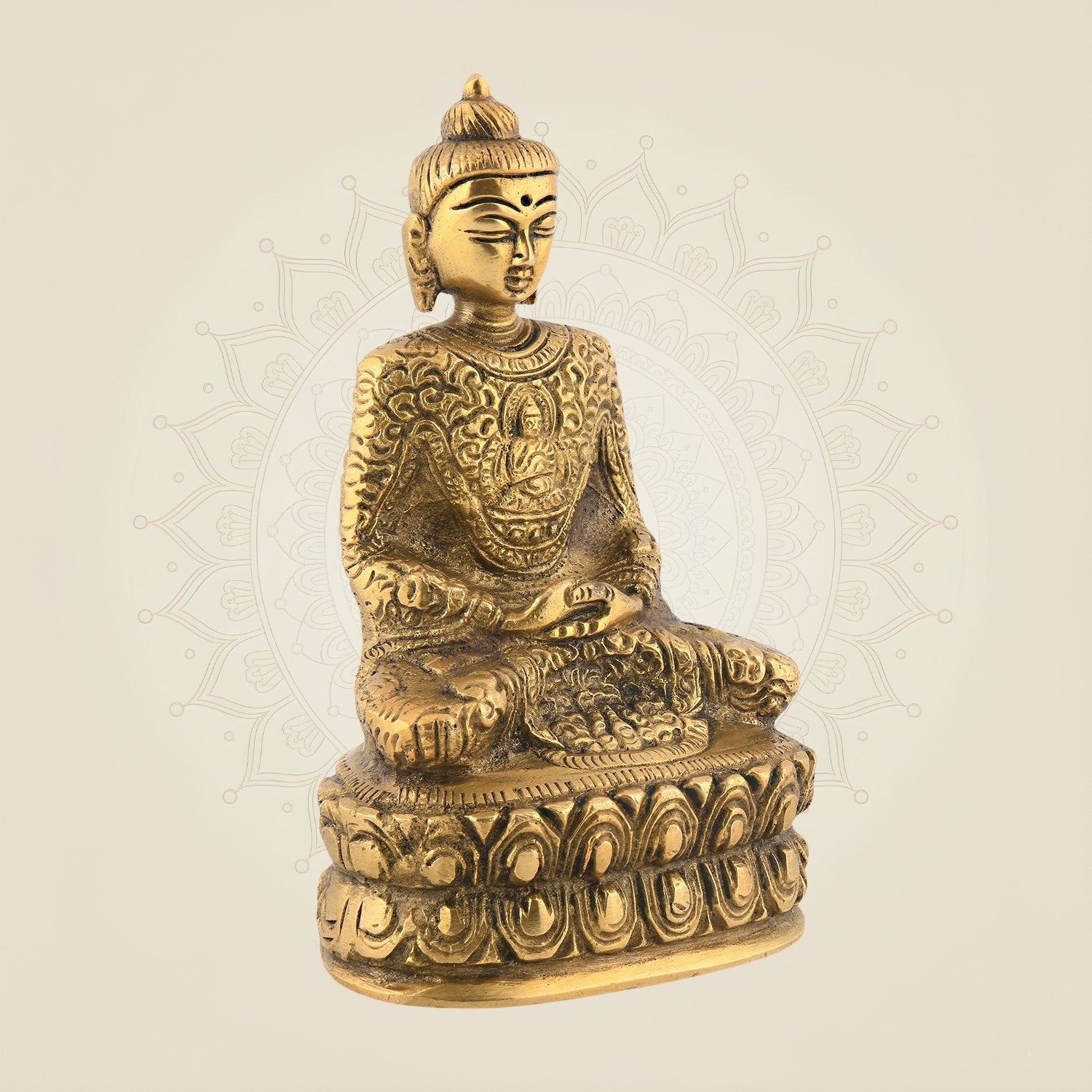 Meditation Buddha Brass Idol | Dhyan Mudra Life Story Decorative Statue 5.25"