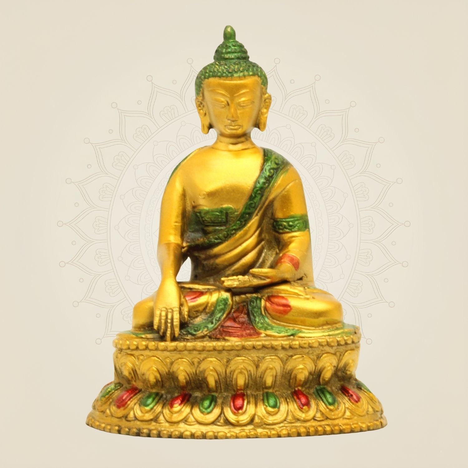 6.5" Hand-Painted Brass Buddha Statue – Vastu Idol for Calm Decor