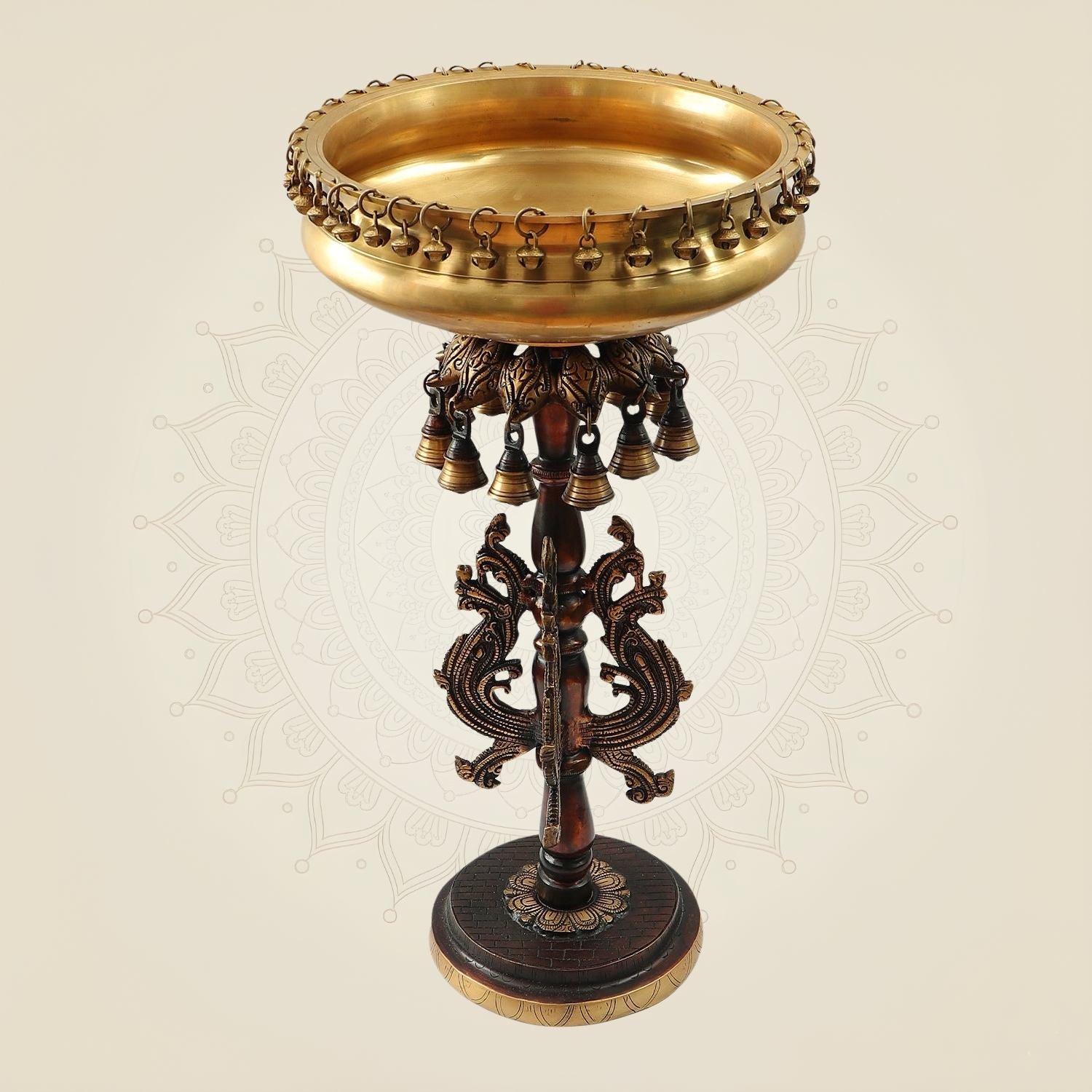 Brass Urli on Decorative Stand 24.25"– Modern Festive & Home Décor Piece