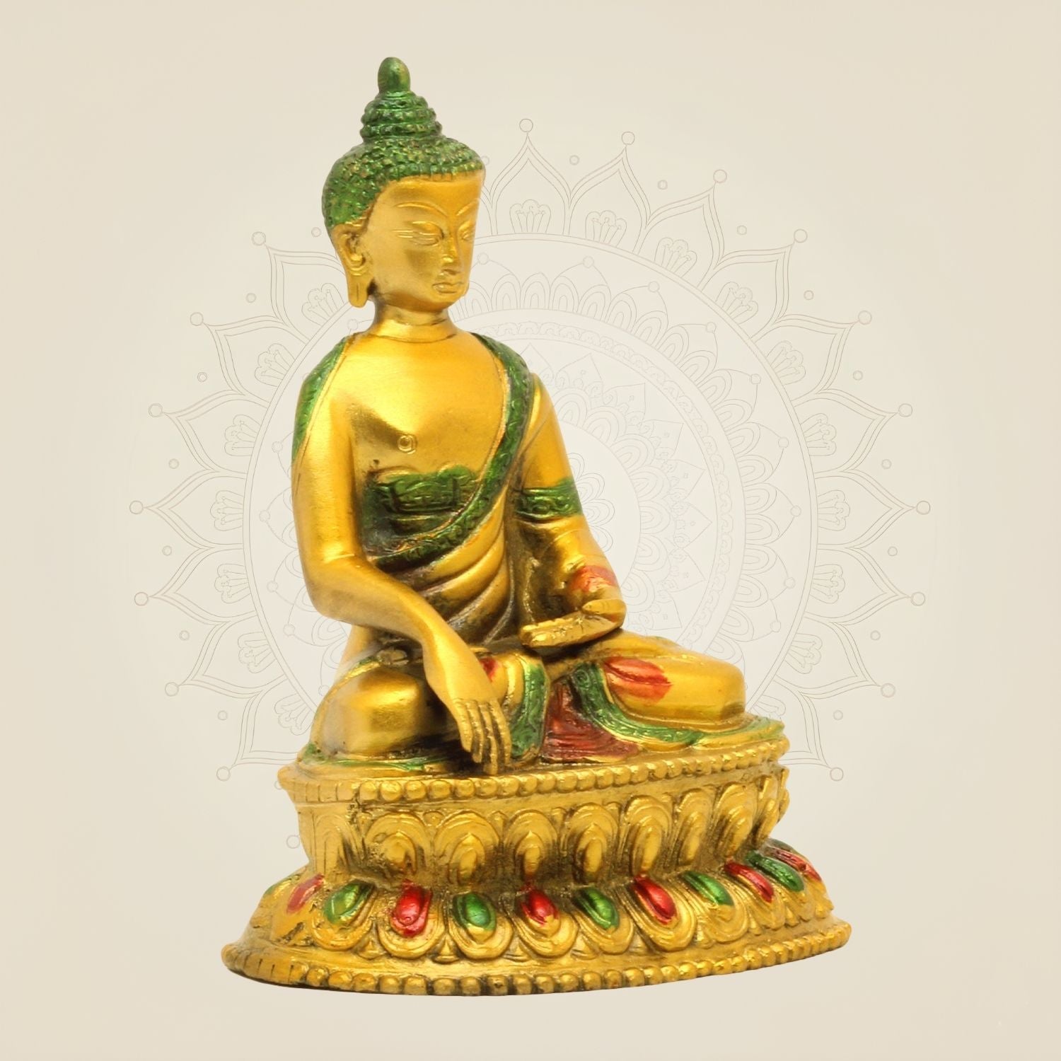 6.5" Hand-Painted Brass Buddha Statue – Vastu Idol for Calm Decor