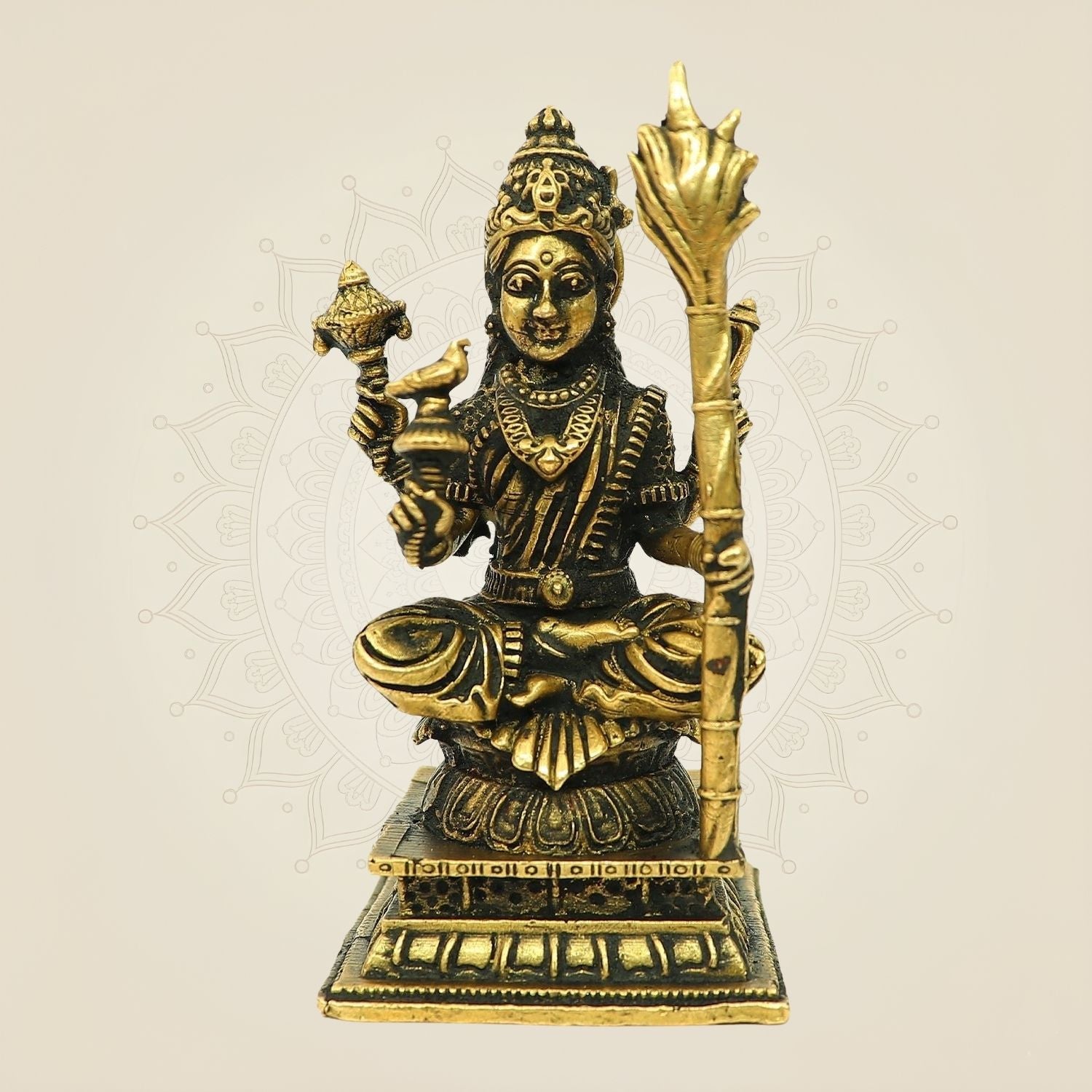 3.25" Goddess Kamakshi Bronze Idol – Tripura Sundari Murti or Lalita Devi