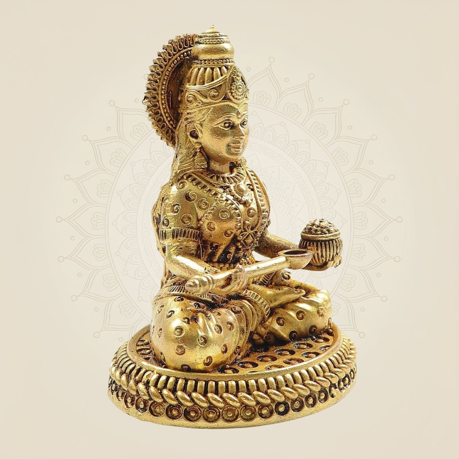 Lightweight Brass Annapurna Devi Idol – Superfine Handcrafted Statue for Puja & Décor 3.25"