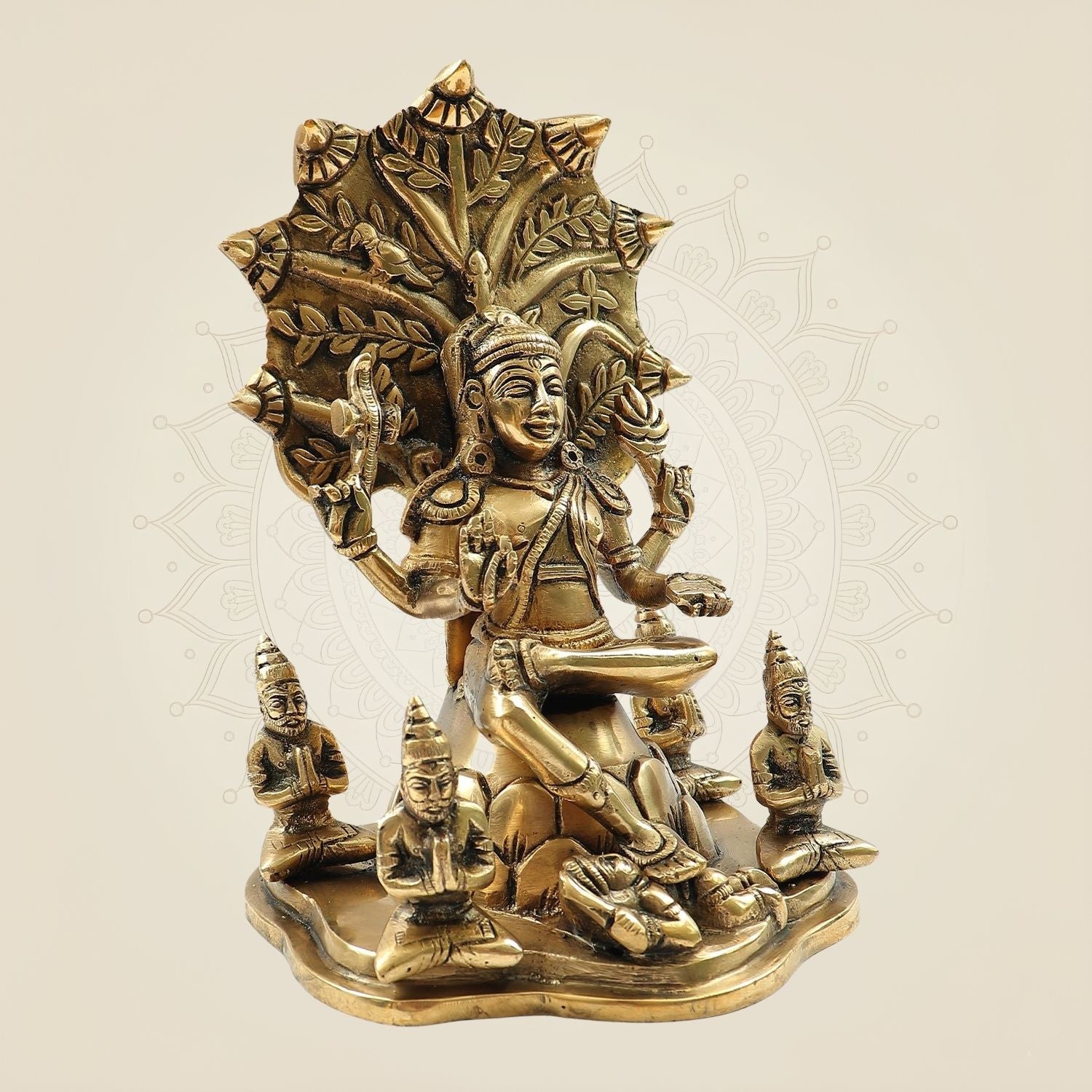 Handcrafted Brass Dakshinamurthy Idol 8.5" – Shiva as Supreme Teacher Statue