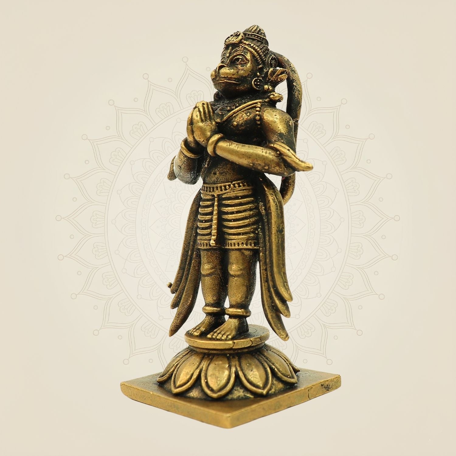 3.5" Bronze Hanuman Idol – Anjali Mudra Pose for Devotional Decor