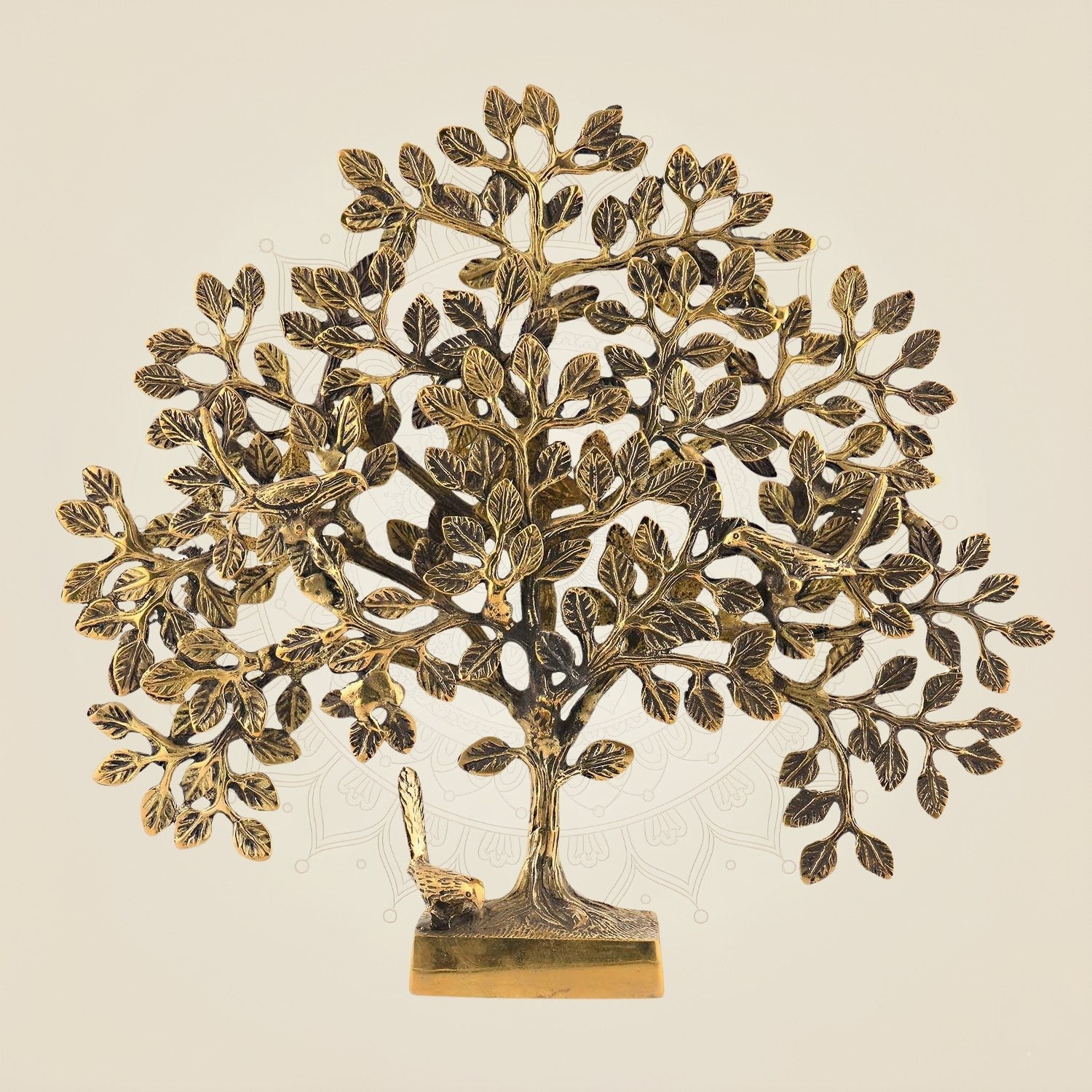 Tree of Life with Birds (Kalpavriksha) Pure Brass Artisan 11"- Handcrafted Decorative Symbol of Unity
