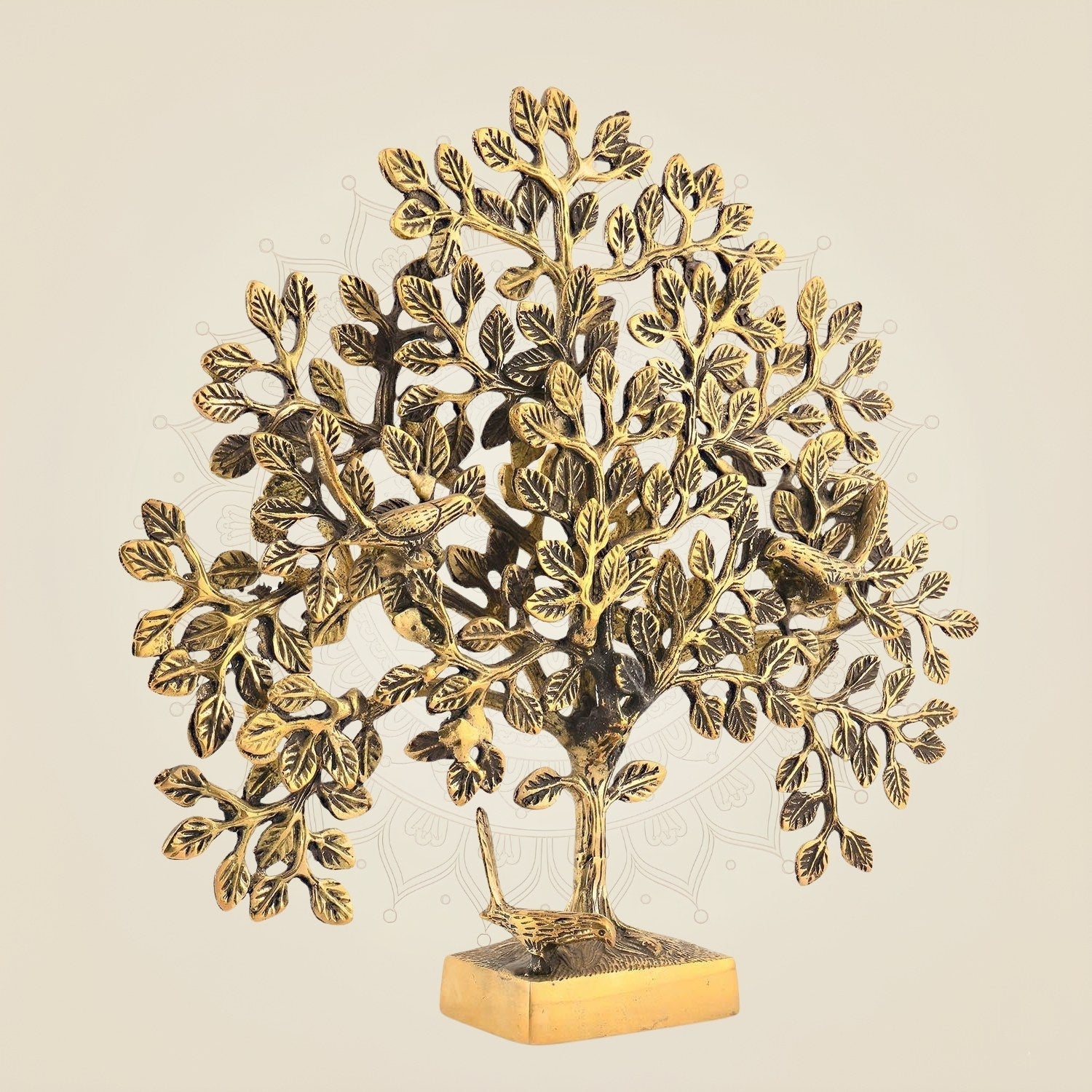 Tree of Life with Birds (Kalpavriksha) Pure Brass Artisan 11"- Handcrafted Decorative Symbol of Unity