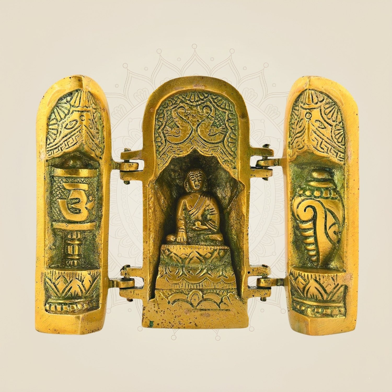 4.5" Folding Buddha Temple – Unique Brass Statue | Artisan Home Decor