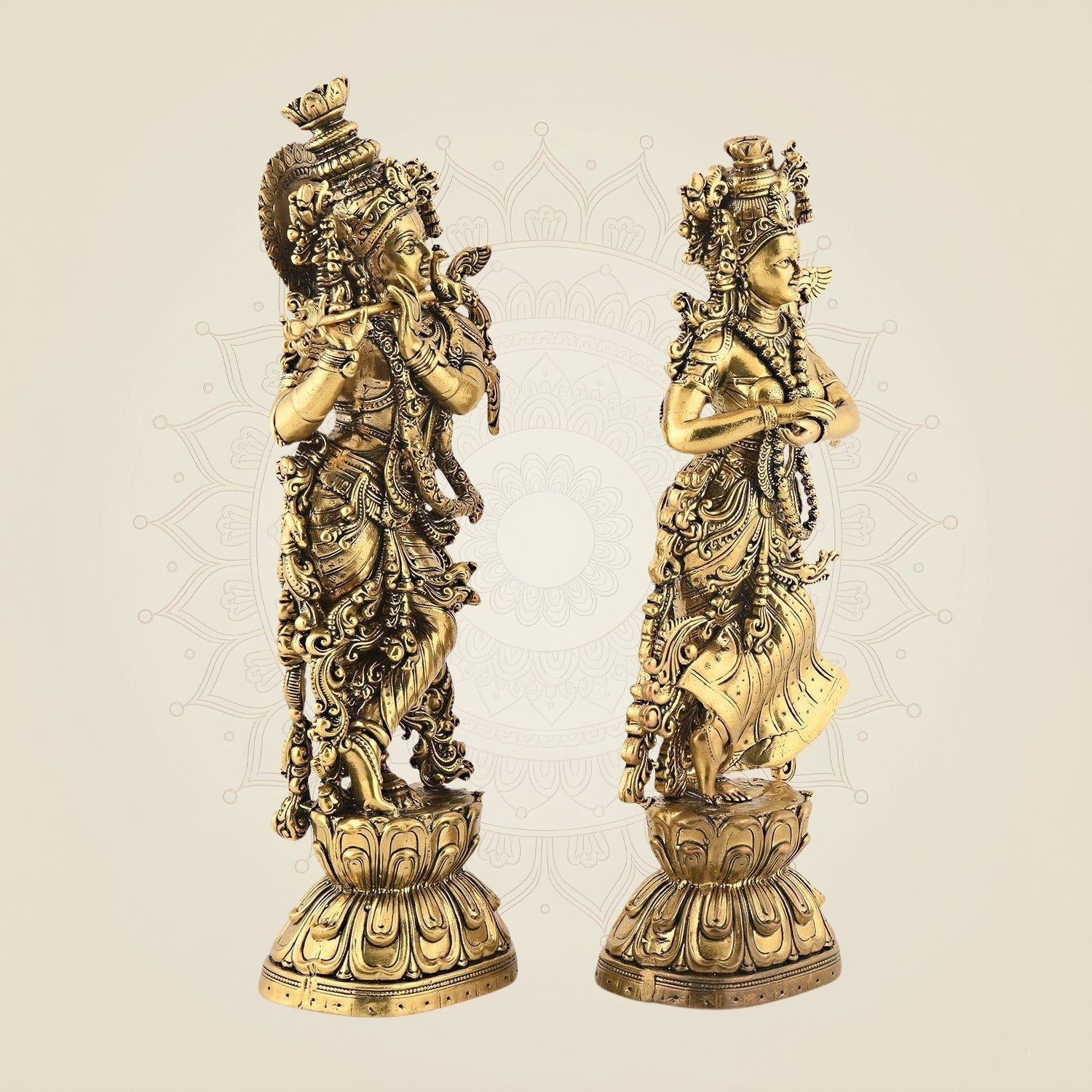 4.75" Radha Krishna Standing Pair – South Indian Style Brass Idols for Success & Decor