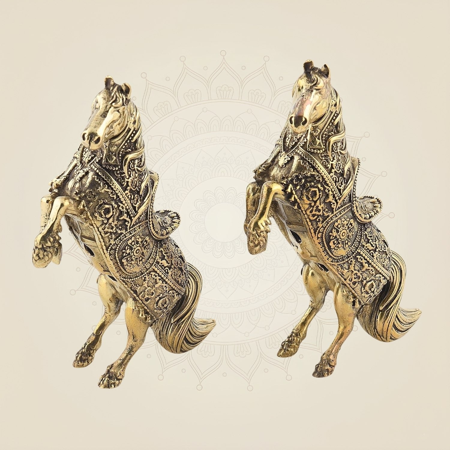 5.5" Standing Horse Pair – Brass Vastu Decor Statues for Energy, Success & Positivity