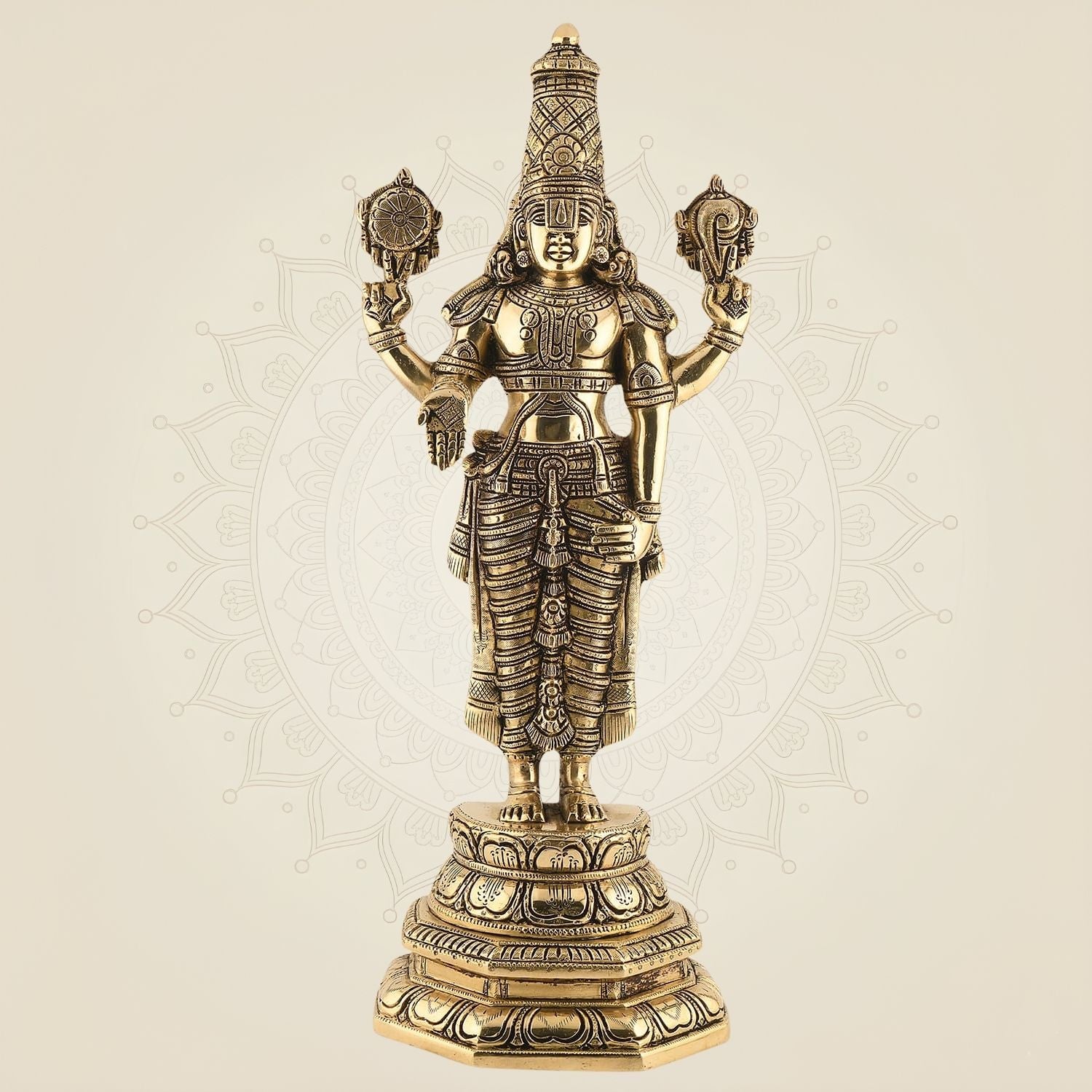 Tirupati Balaji Venkateshwara Idol 19" – Brass Vishnu Murti