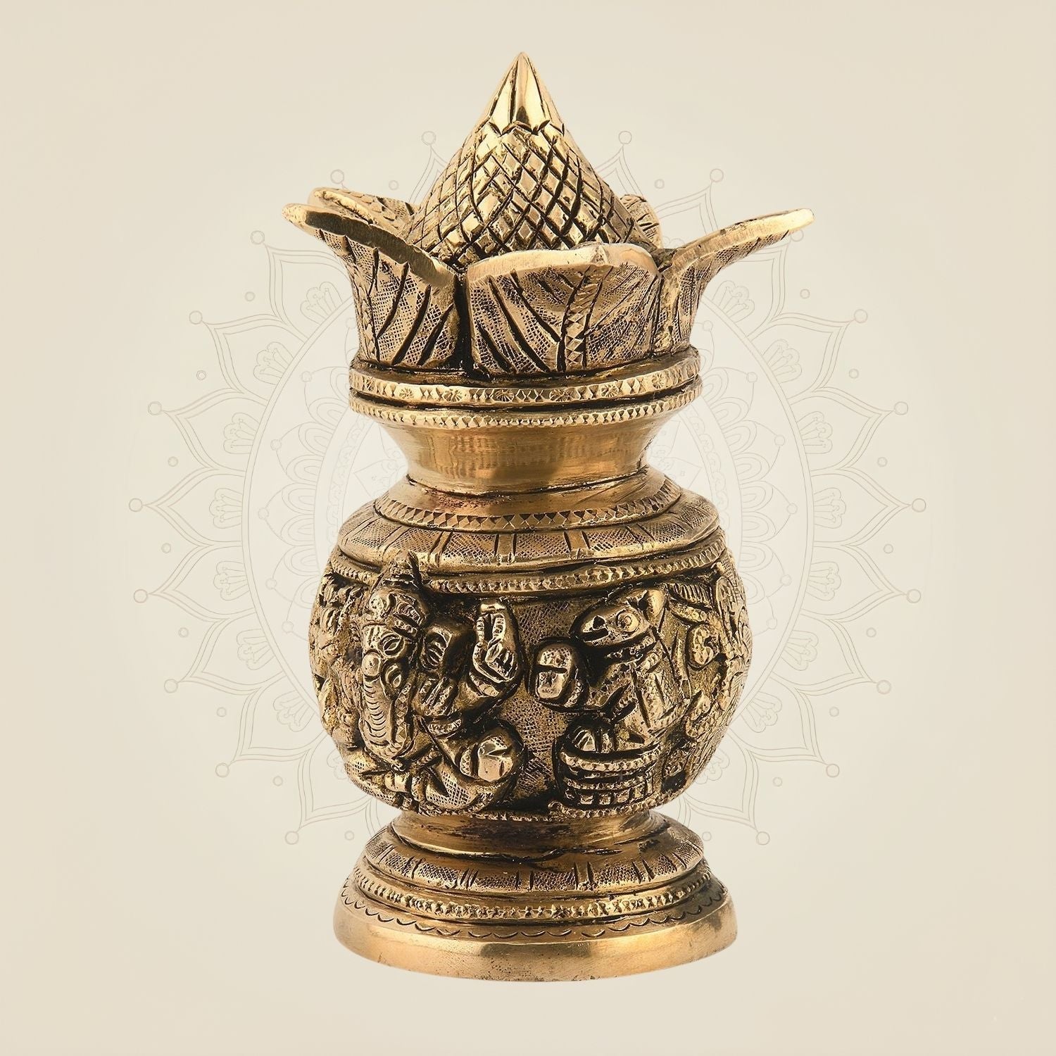 Brass Kalash with Coconut 6" – Handcrafted Traditional Pooja Pot