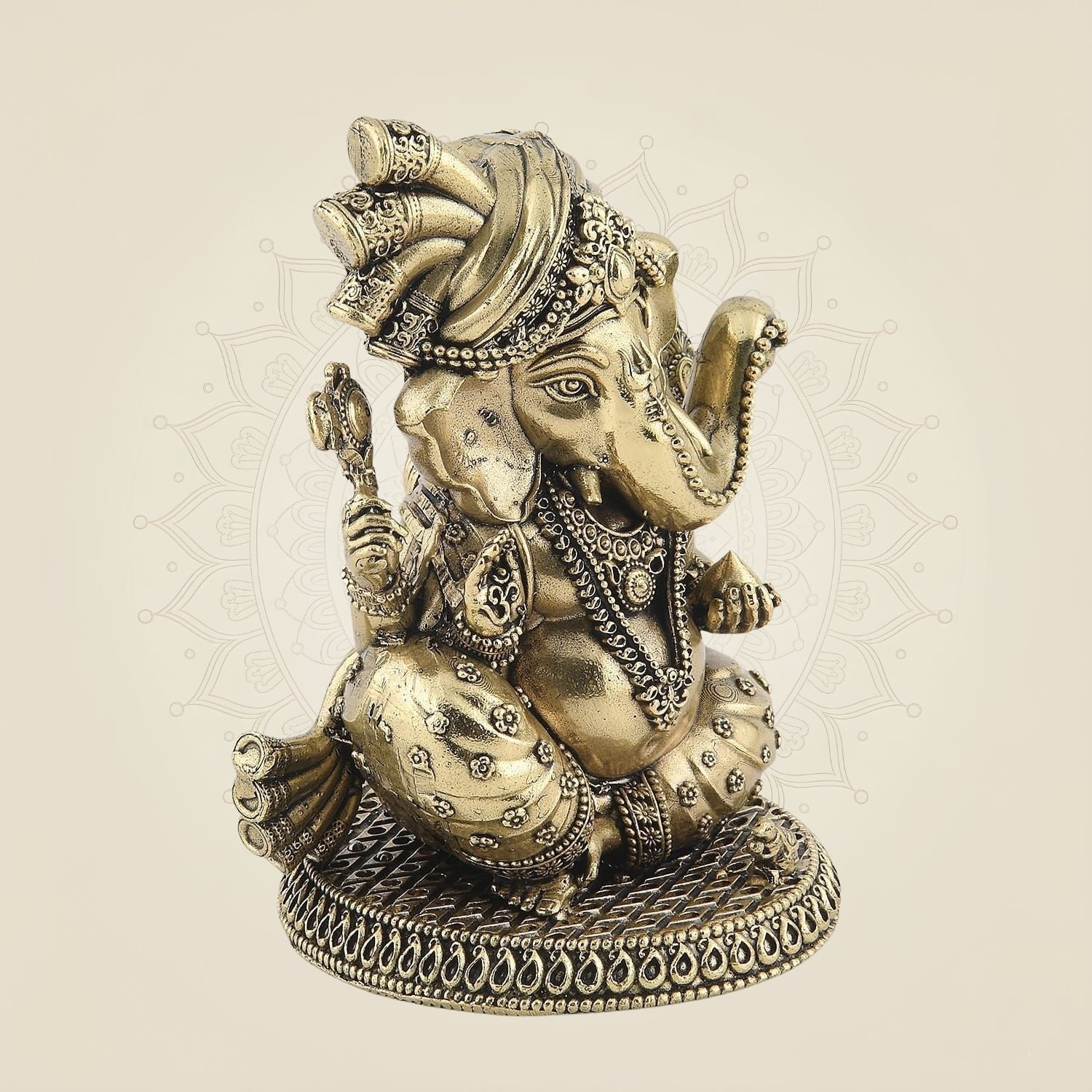 4" Ganesha with Pagdi Brass Idol – Lightweight Handcrafted Murti