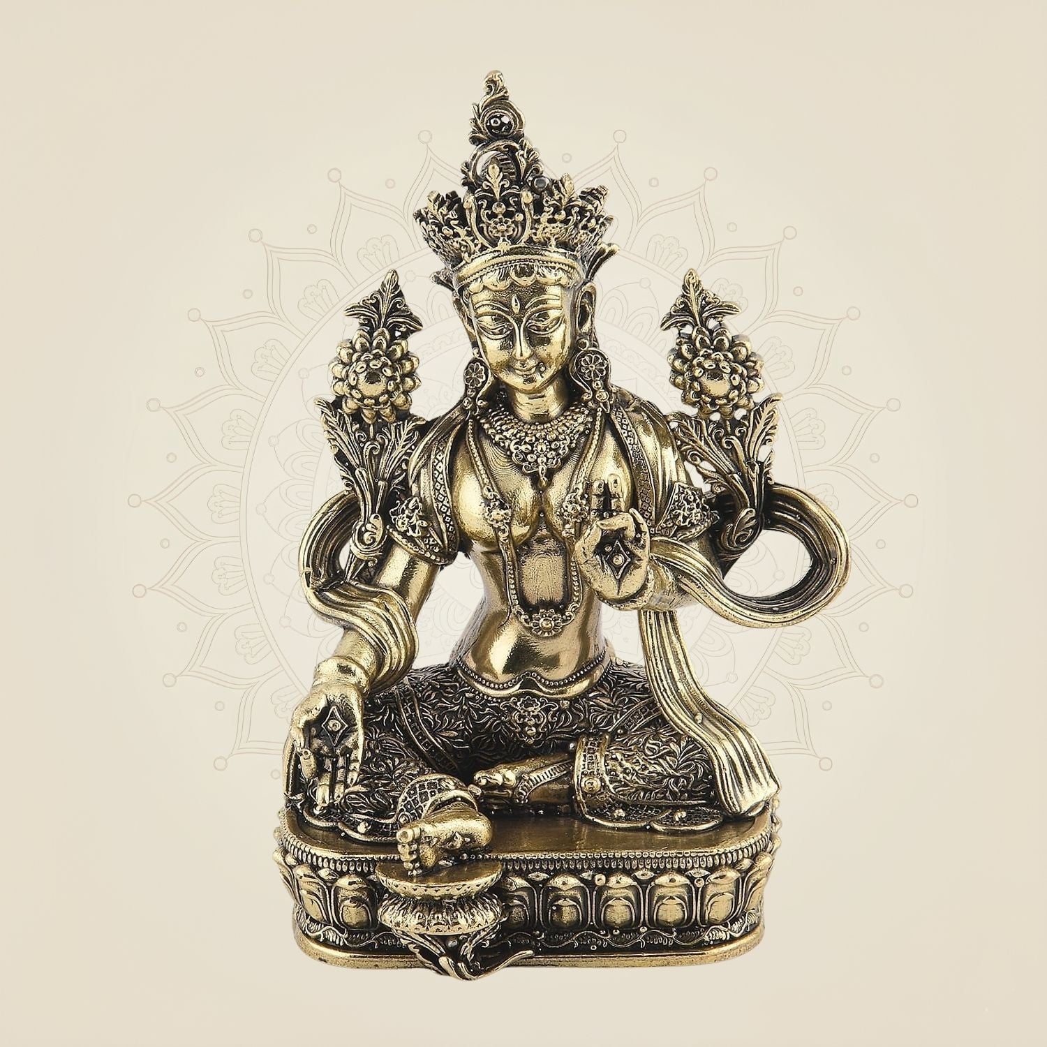 4.25" Tara Maa Brass Idol – Handcrafted Divine Statue for Pooja Room & Home Decor