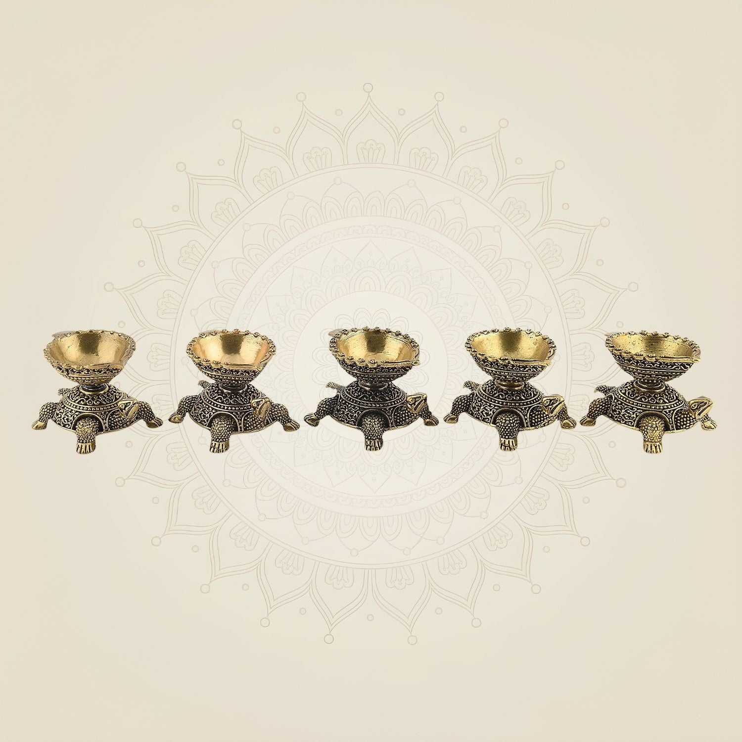 Pure Brass Tortoise Oil Lamp Artisan - Superfine Lightweight 2"(Set of 5)