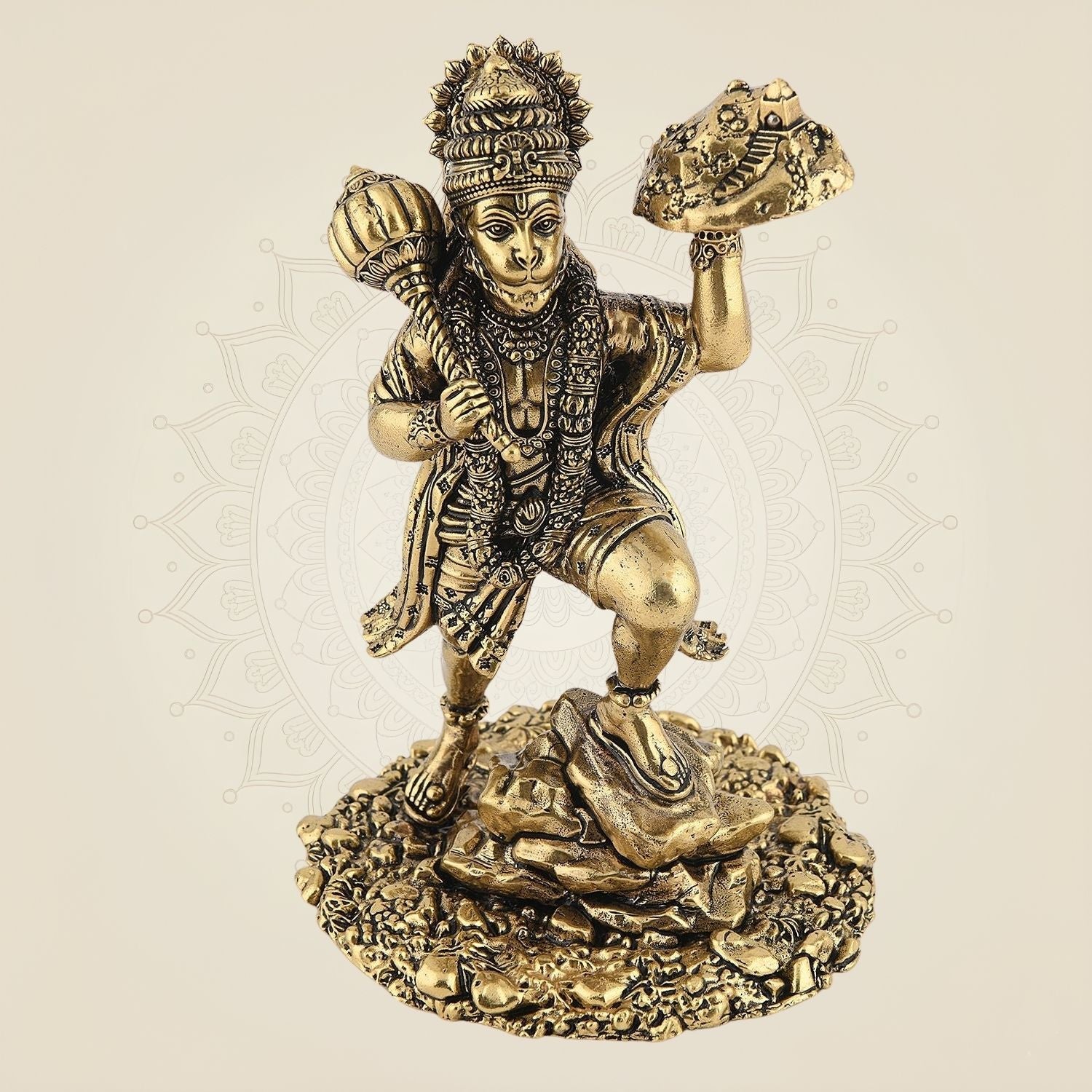 Lord Hanuman Brass Idol 4"– Handcrafted Lightweight Statue for Positive Energy & Wealth