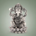 Silver-Plated Lord Ganesha on Lotus Idol– 4" Superfine Pure Brass Statue