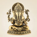 Brass Ganesha Idol 5.75" – Seated on Oval Base | Finely Handcrafted Art