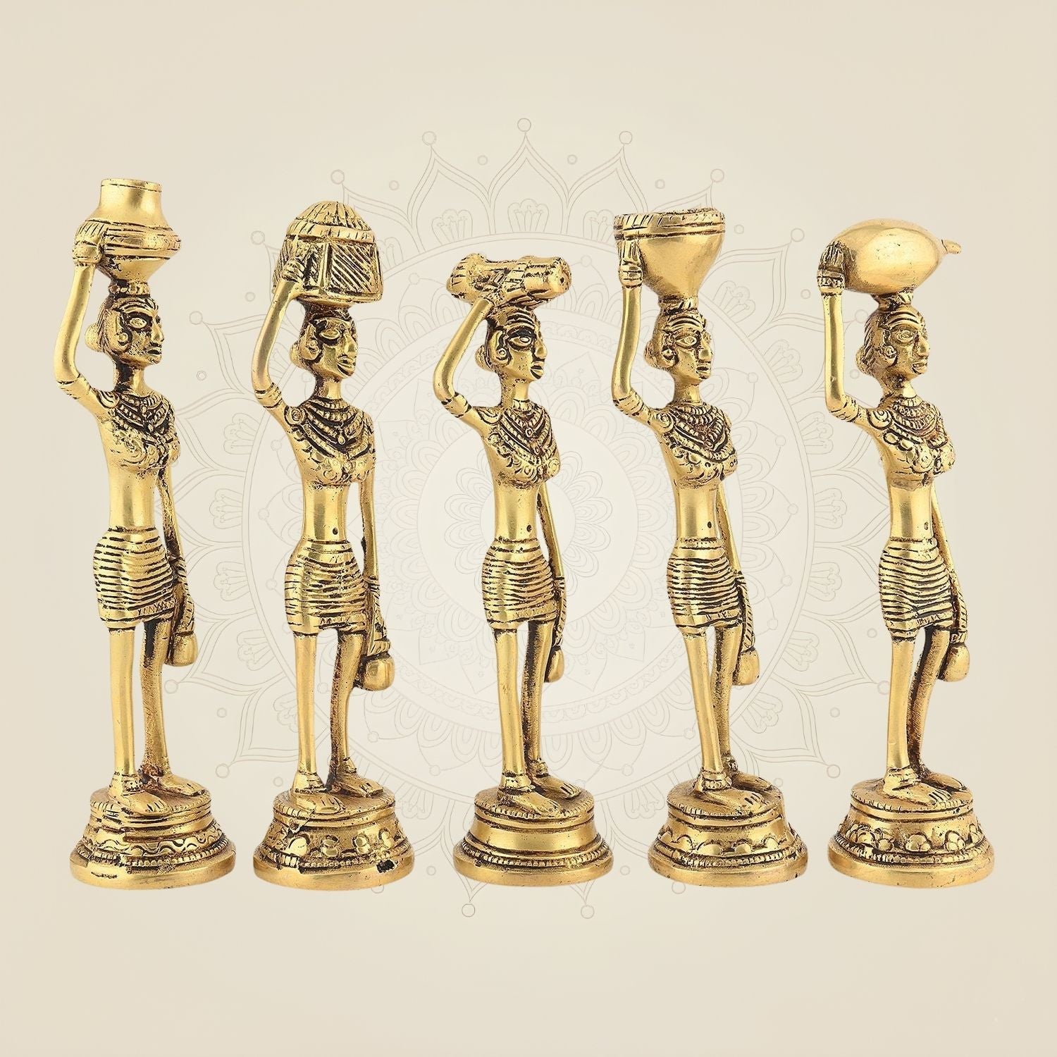 Tribal Women Brass Sculpture – 7.5" Handcrafted Traditional Artisan Idol