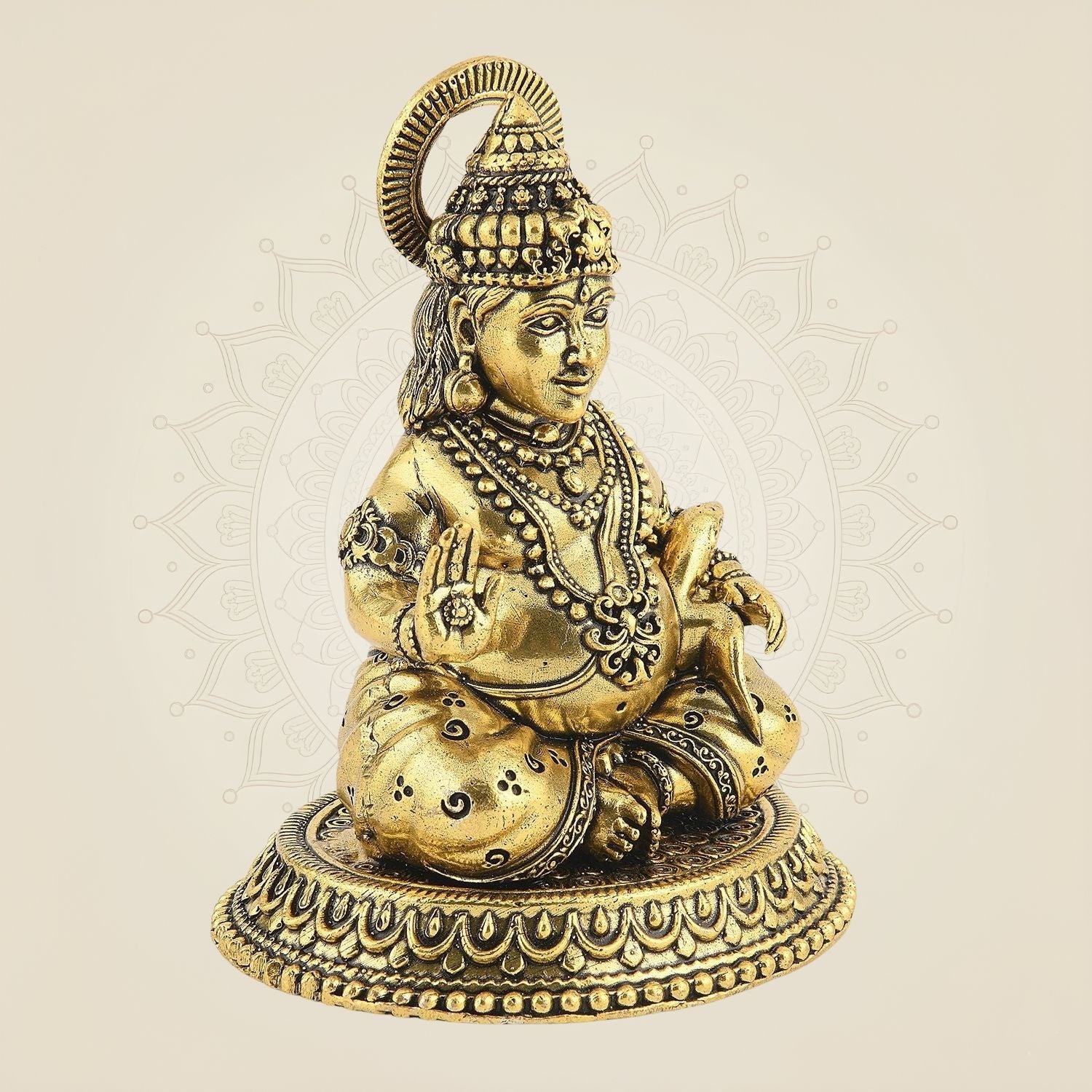 Pure Brass Lord Kuber Idol – 5" Lightweight Statue for Wealth & Spiritual Decor