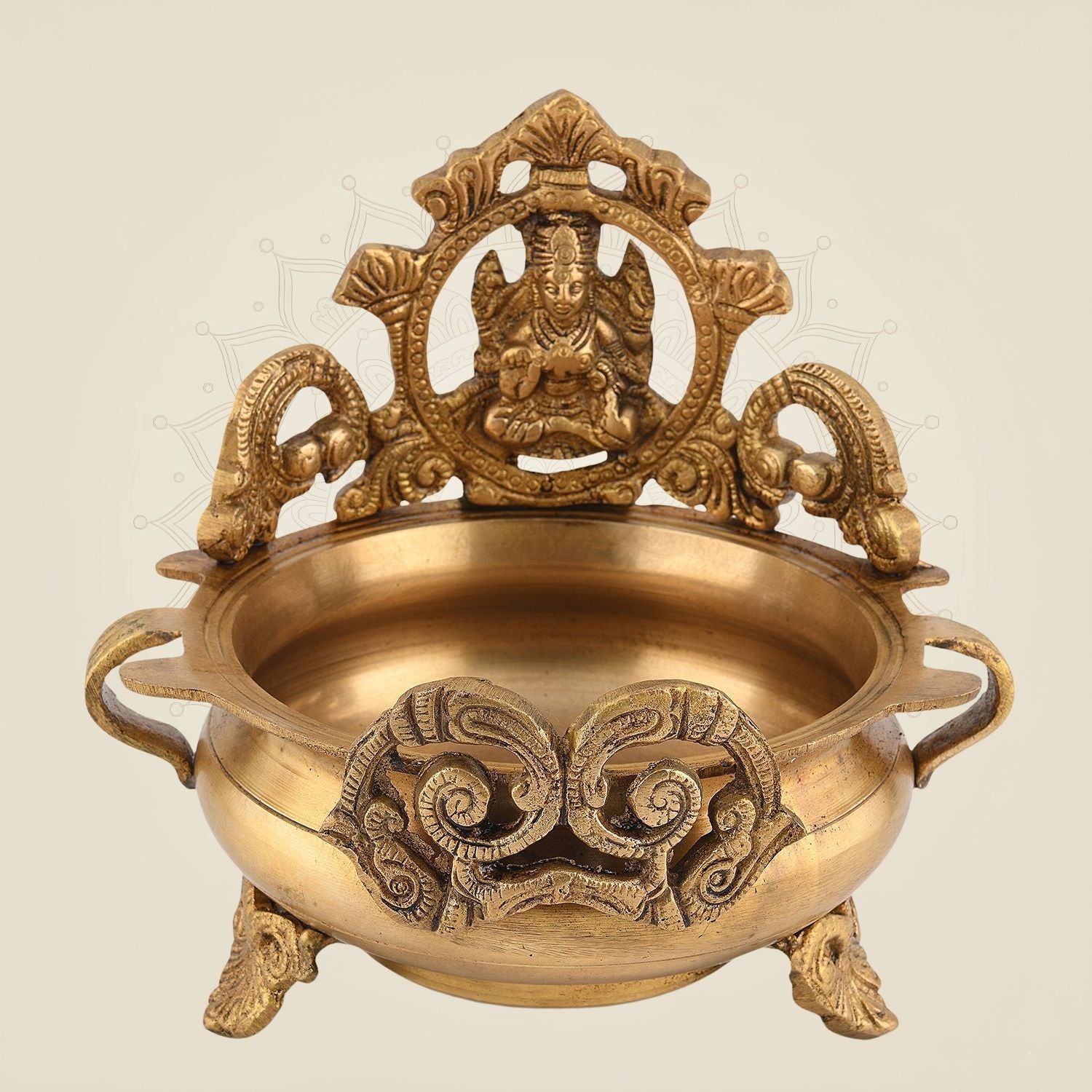 7" Brass Urli Bowl with Mata Design – Decorative Urli for Home & Festivals