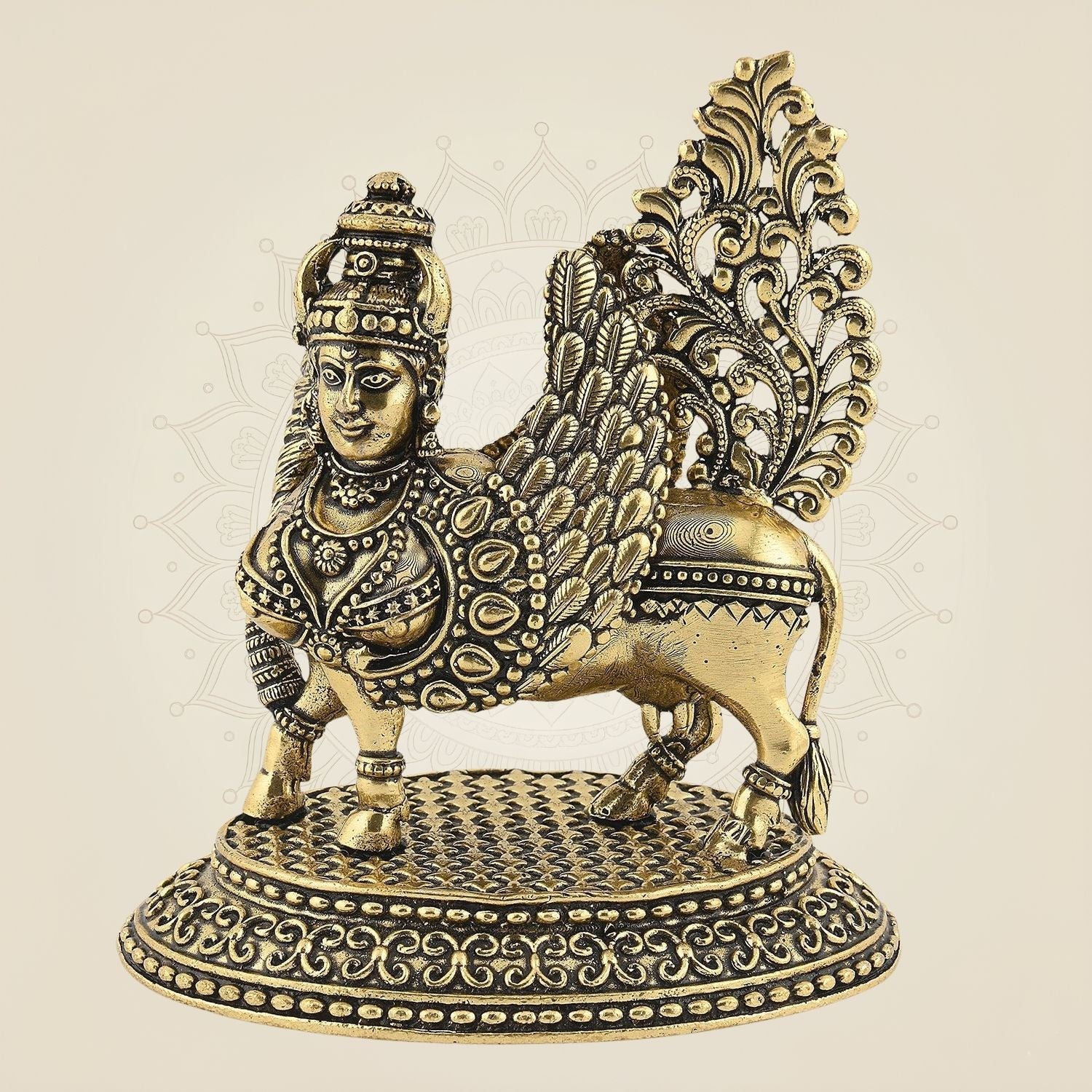 Kamdhenu Cow Base 4.75" – Pure Brass Lightweight Handcrafted Idol