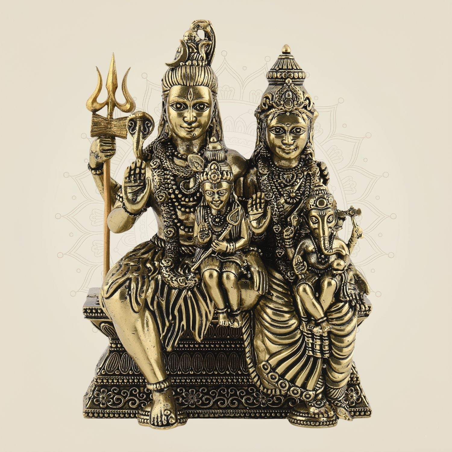 Divine Shiv Parivar Brass Idol – 5" Superfine Statue For Family Protection & Spiritual Use