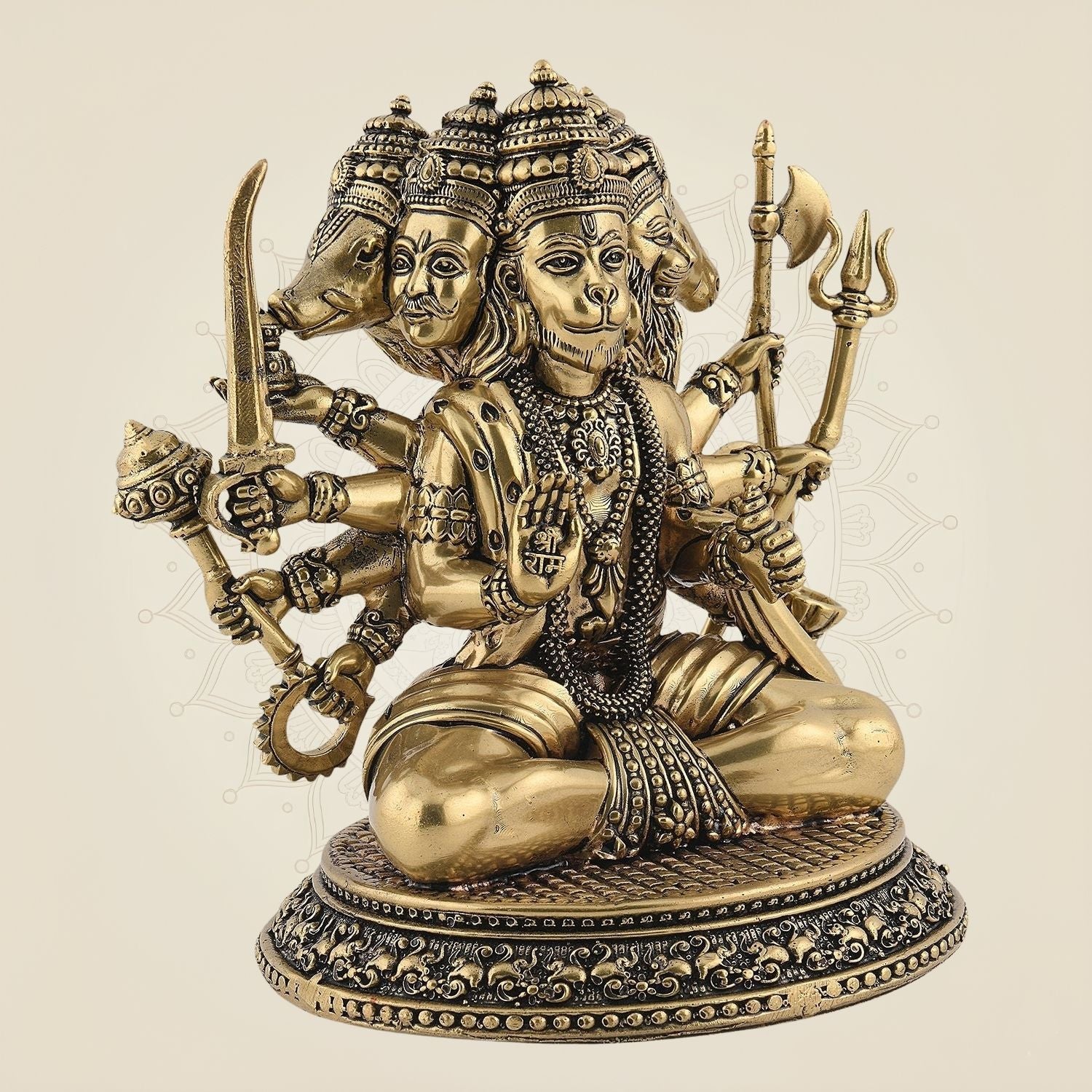 6" Panchmukhi Hanuman Idol – Pure Brass Handcrafted Murti