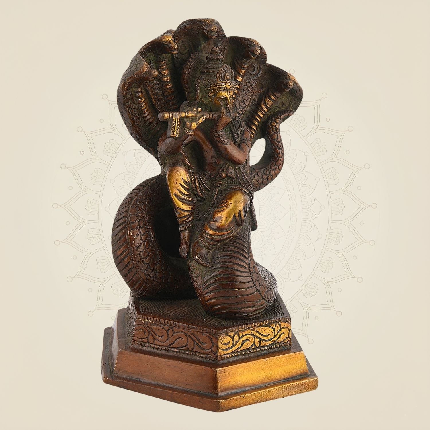 Pure Brass Vishnu Ji on Sheshnag Statue – 7.75" Handcrafted Idol