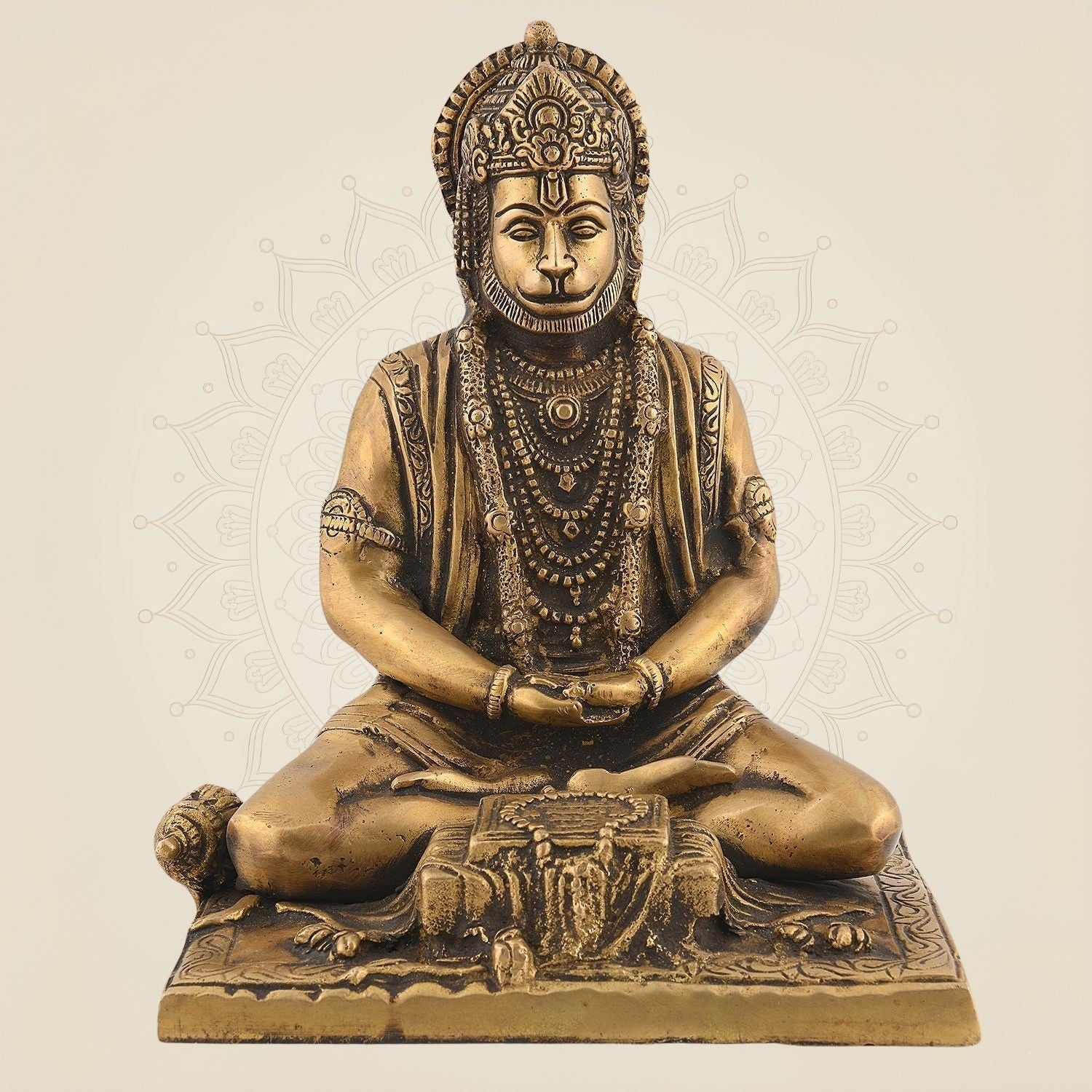 Meditating Hanuman Idol 7.5"– Pure Brass Handcrafted Murti for Home Decor & Protection