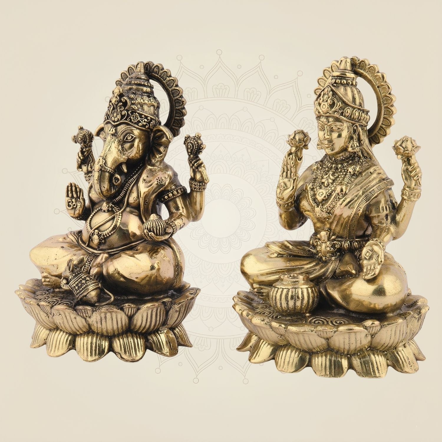 Divine Ganesha Laxmi on Lotus Idol 4.5" Superfine Statue for Spiritual Decor