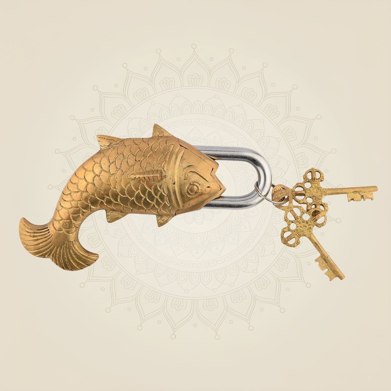 Fish Shape Vintage Brass Lock – 3" Handcrafted Antique Style Padlock