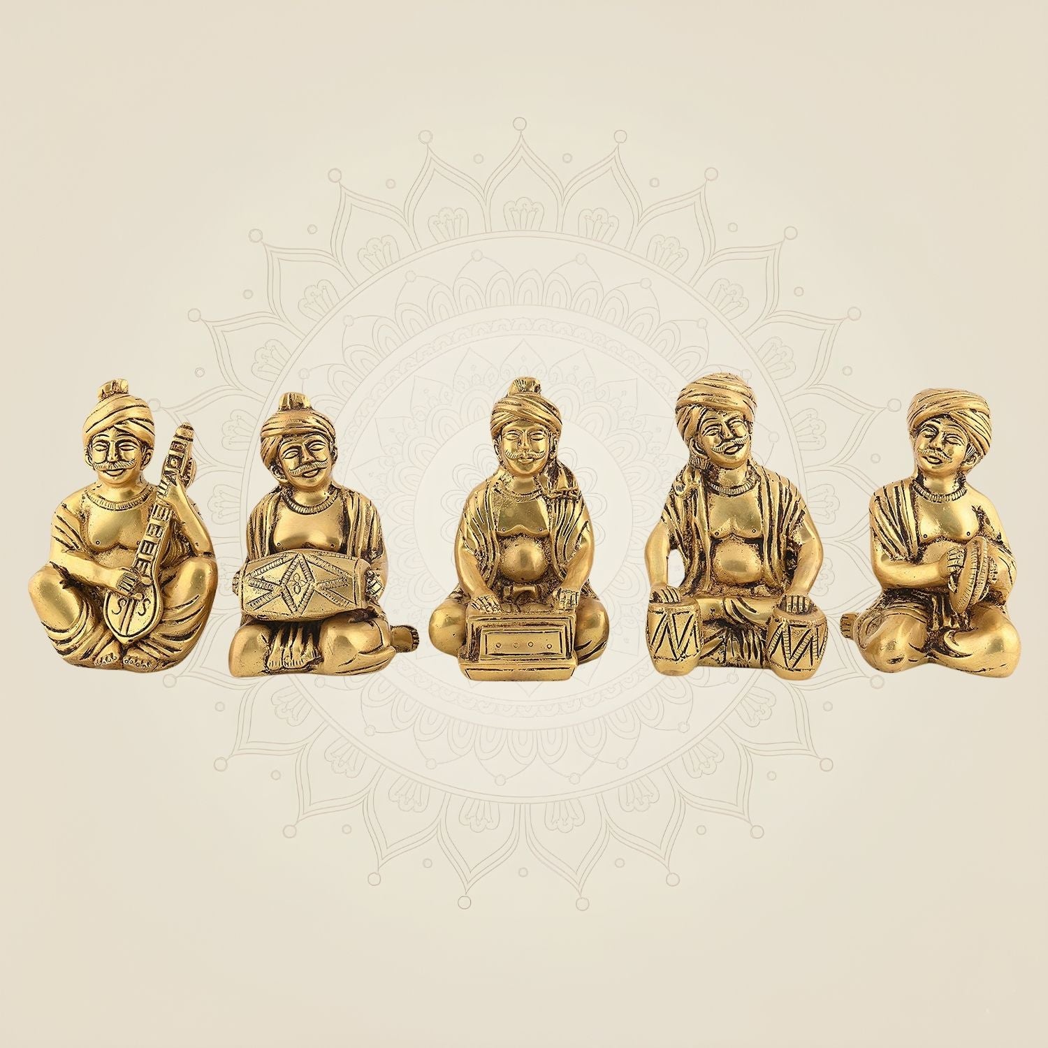 Brass Five Musicians Set – 5" Handcrafted Artistic Home Decor (Set of 5)