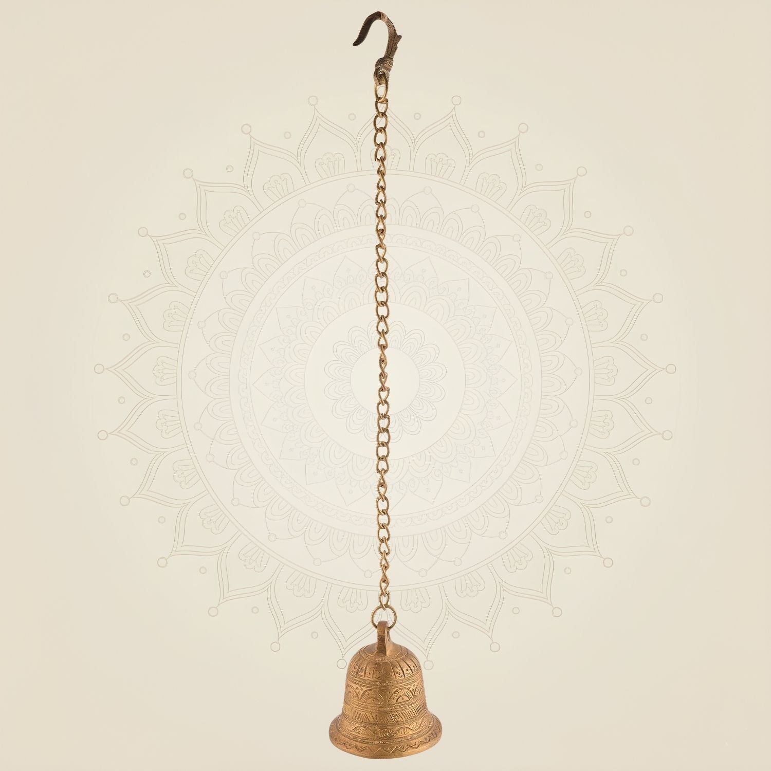 Pure Brass Mandir Bell With Chain Artisan - 3.25"