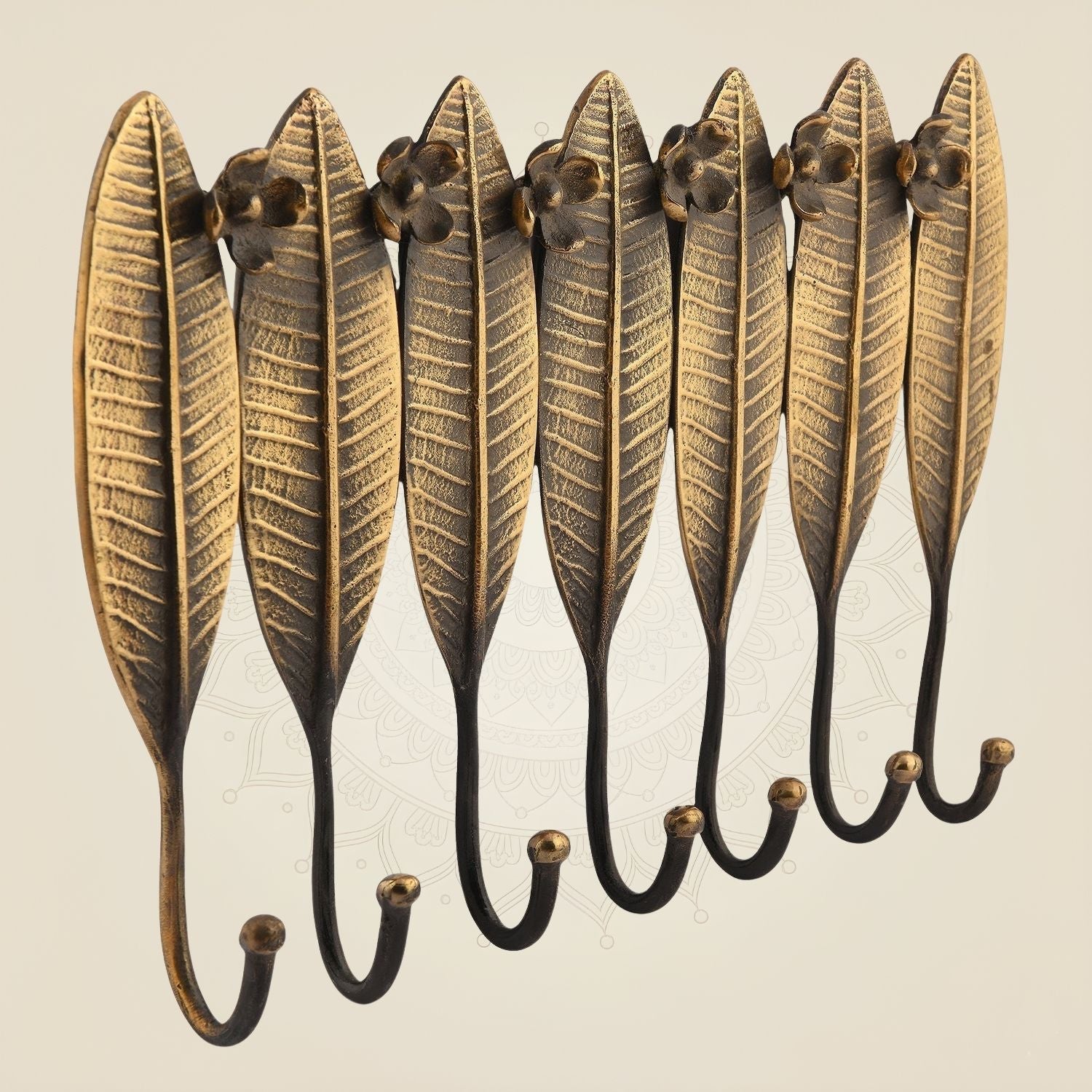 Brass Leaf Wall Hook 7"– Handcrafted Pure Brass Decor