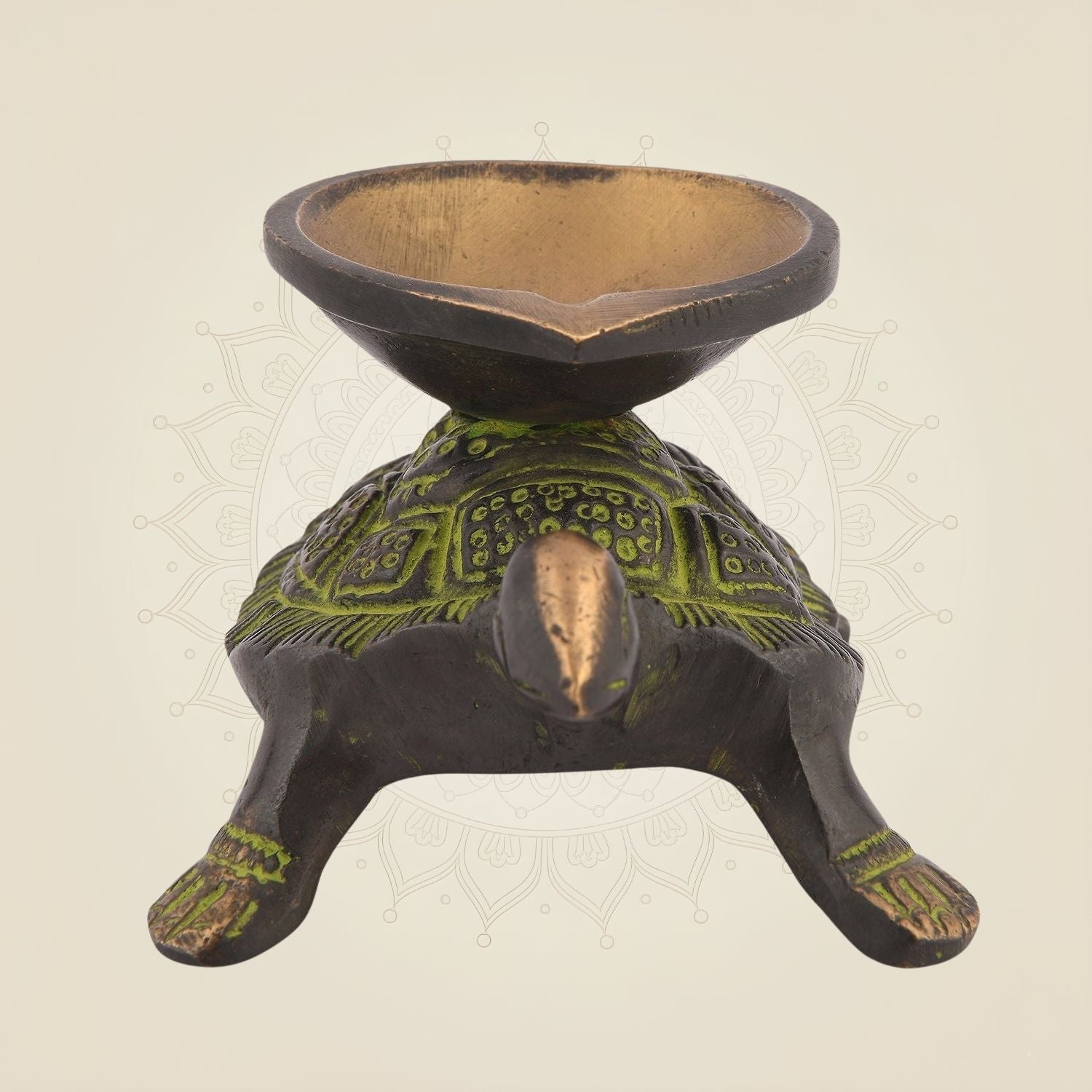 Antique Brass Tortoise Oil Lamp – 2" Vastu Diya for Pooja Decor & Wealth