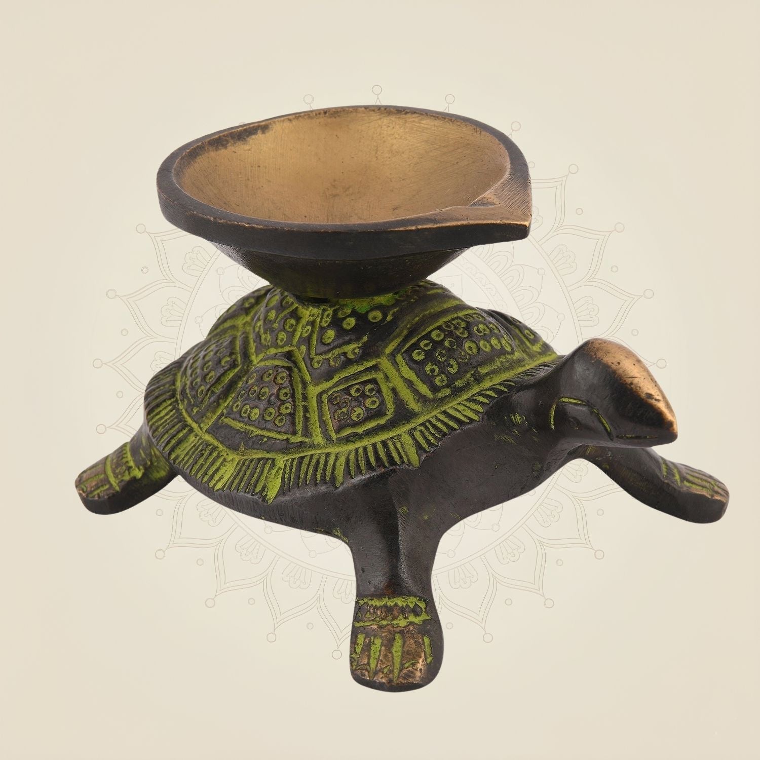 Antique Brass Tortoise Oil Lamp – 2" Vastu Diya for Pooja Decor & Wealth