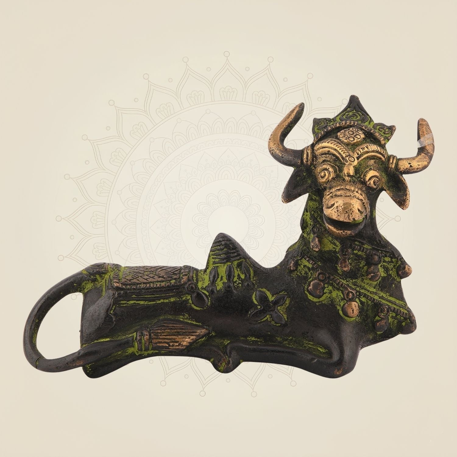 Antique Tribal Nandi Idol 3" – Pure Brass Bull Statue for Home & Pooja Decor