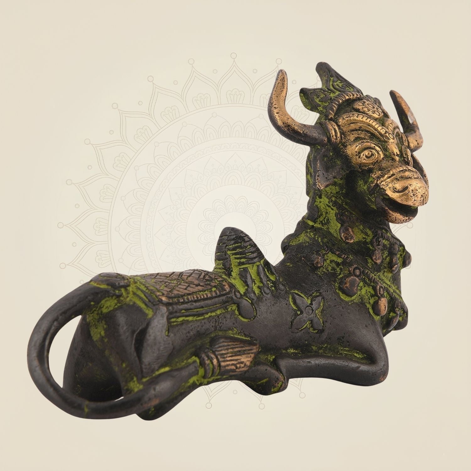 Antique Tribal Nandi Idol 3" – Pure Brass Bull Statue for Home & Pooja Decor