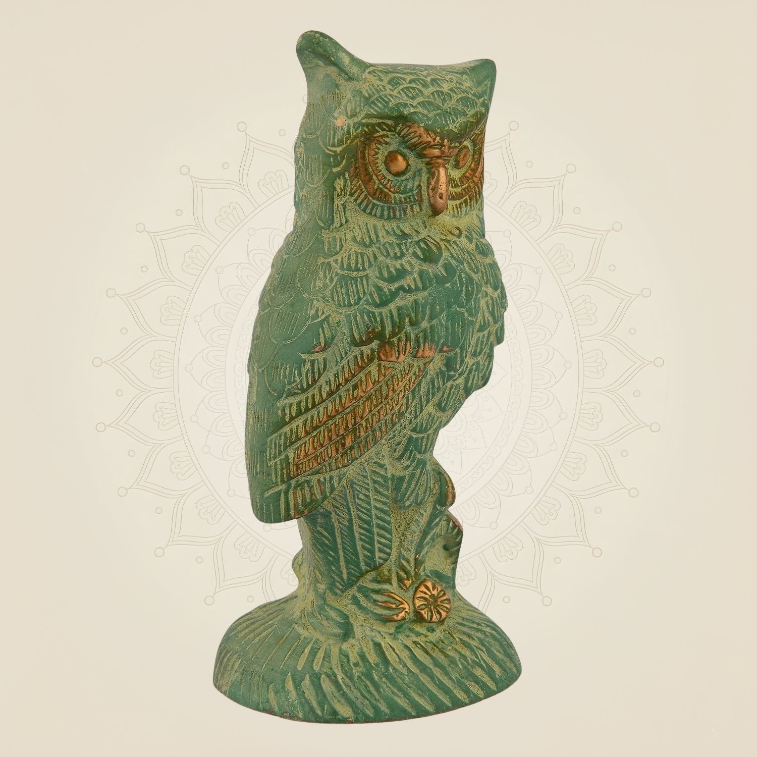 Brass Owl Idol 4.75" Antique Finish Handcrafted Decor for Wealth & Vastu Protection