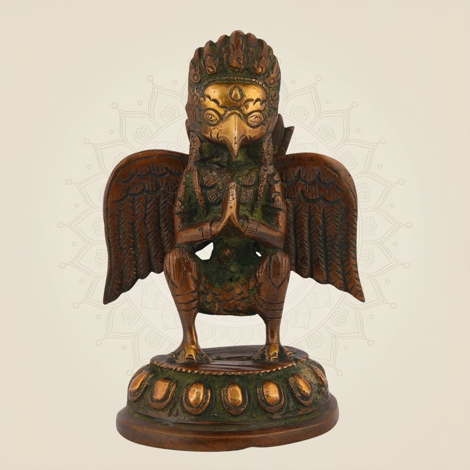 Pure Brass Lord Garuda Idol – 5.5" Handcrafted Statue for Pooja, Mandir & Decor